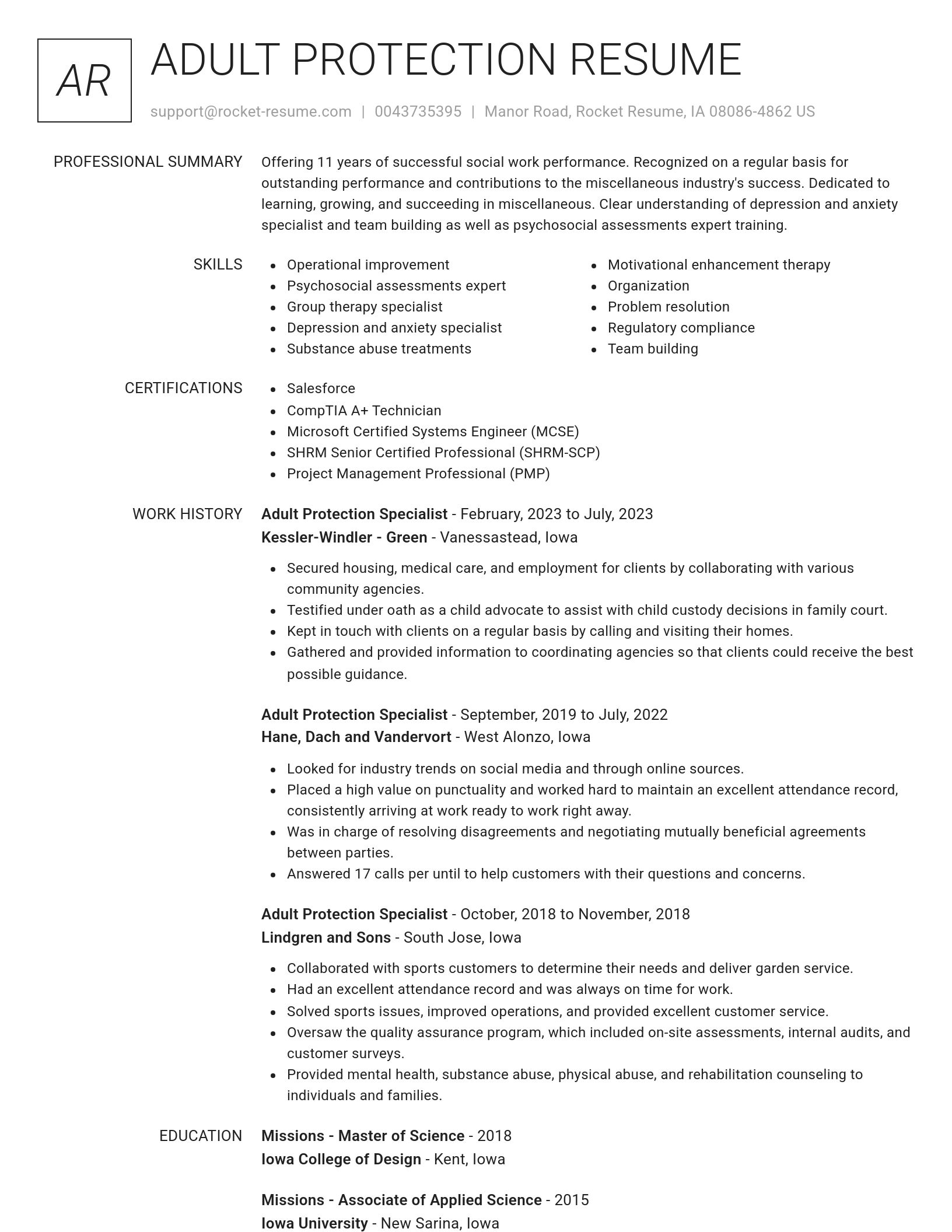 Renowned resume template