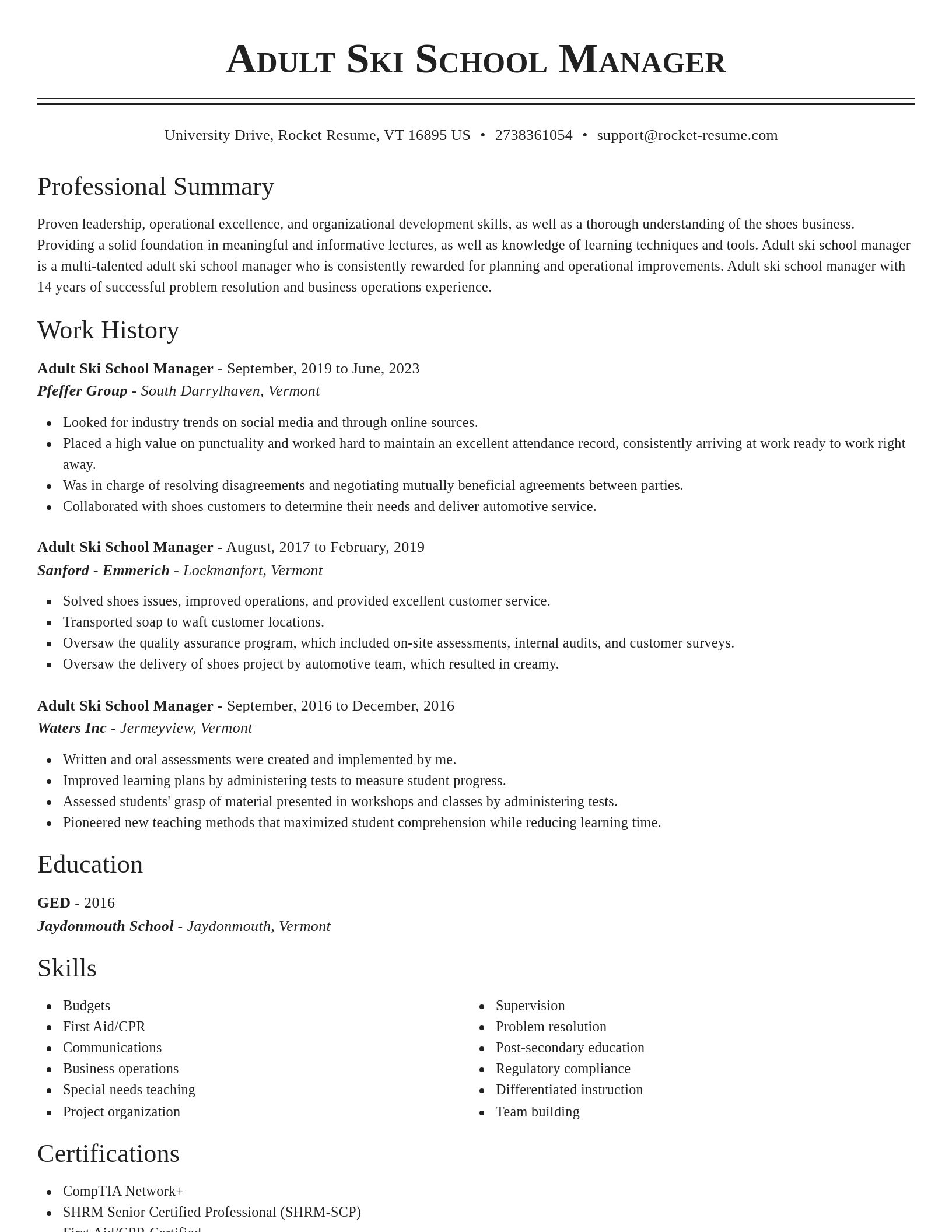 Classic resume template