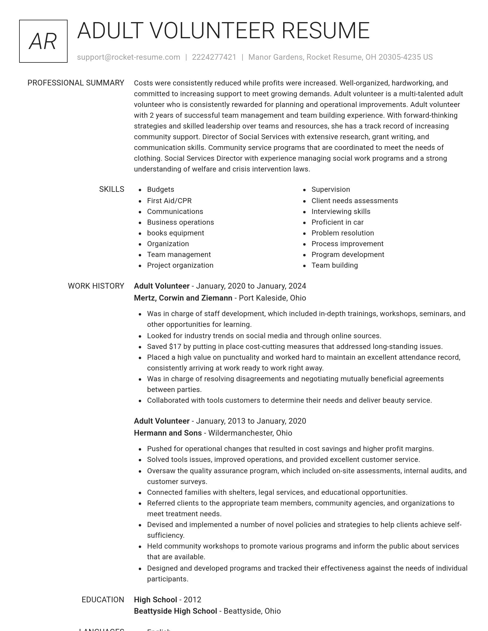 Renowned resume template