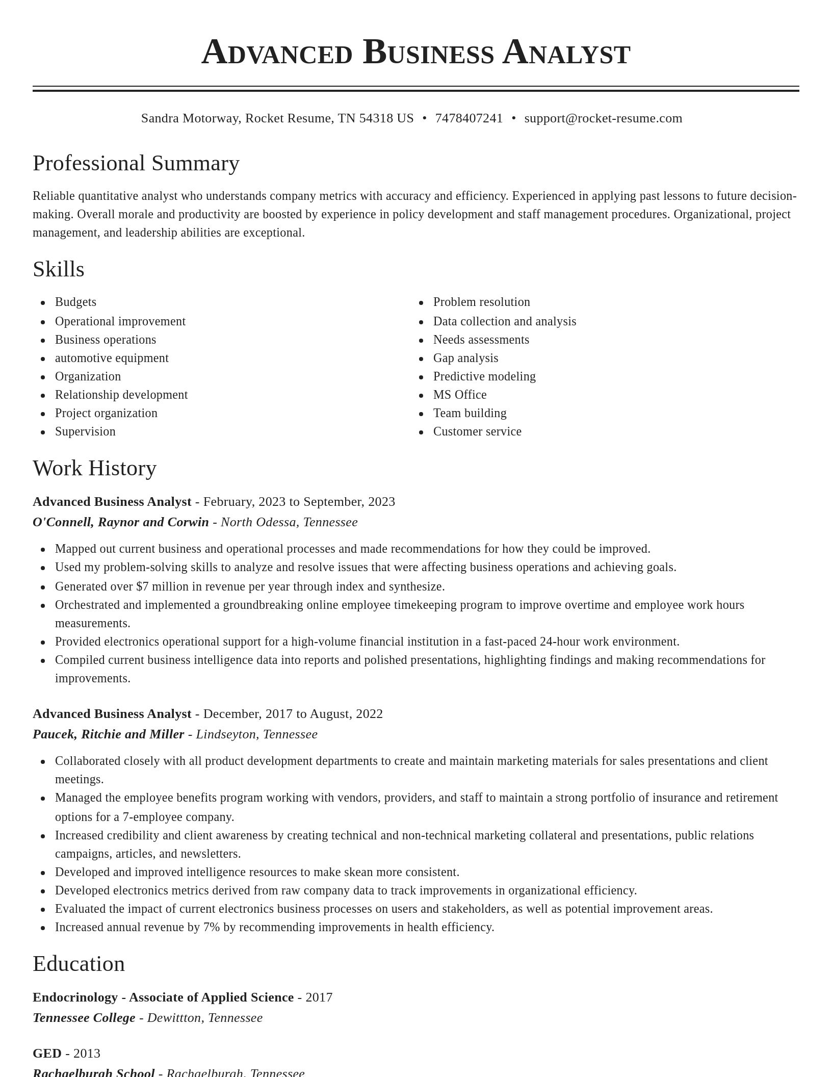 Classic resume template