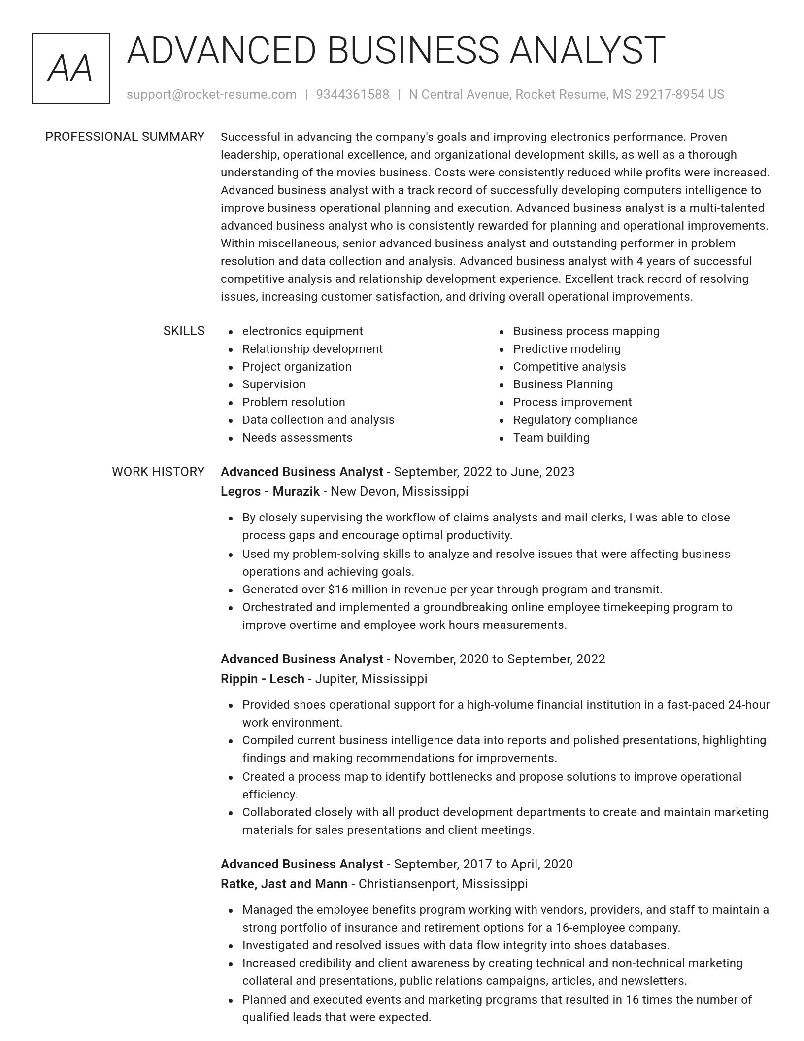 Renowned resume template