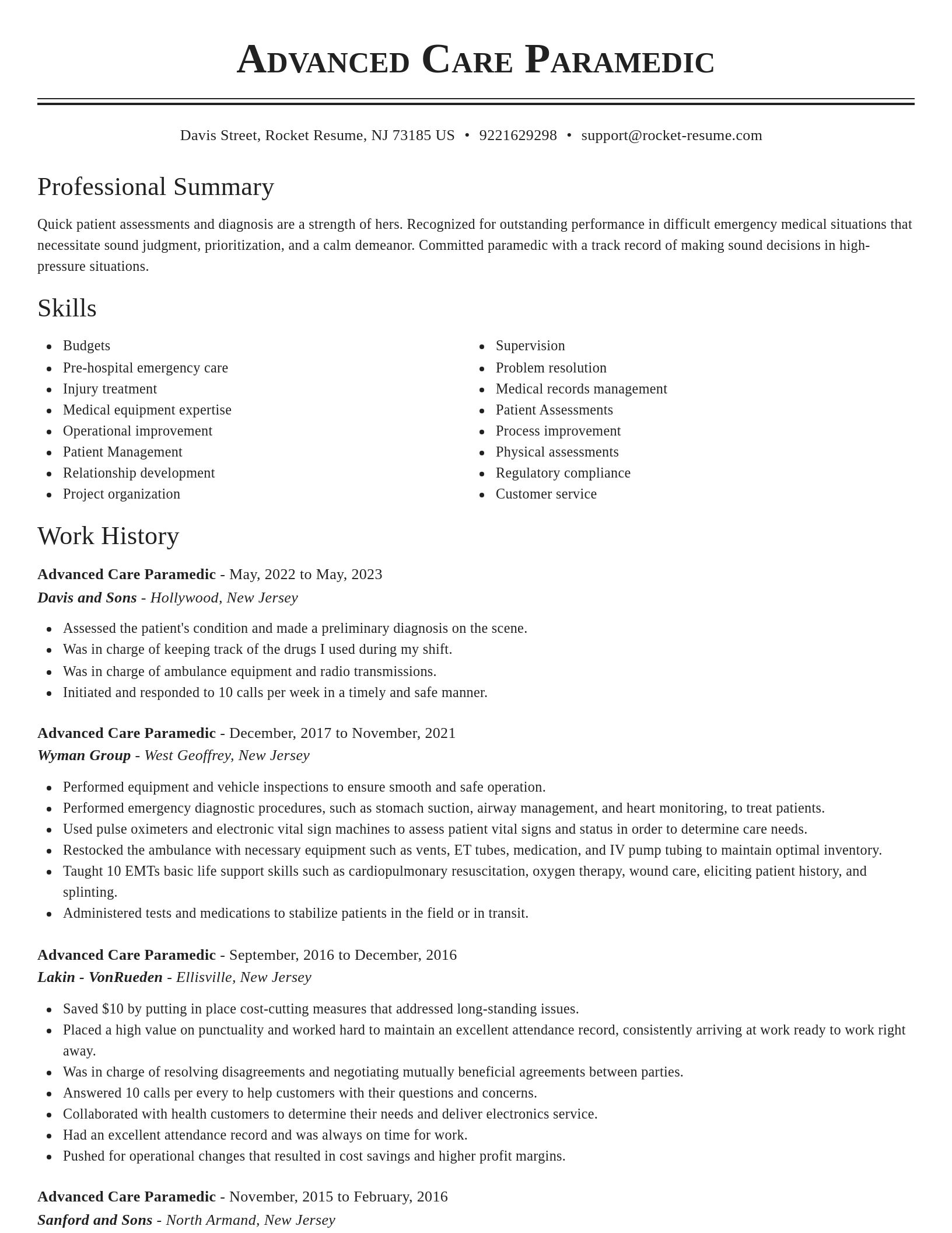 Classic resume template