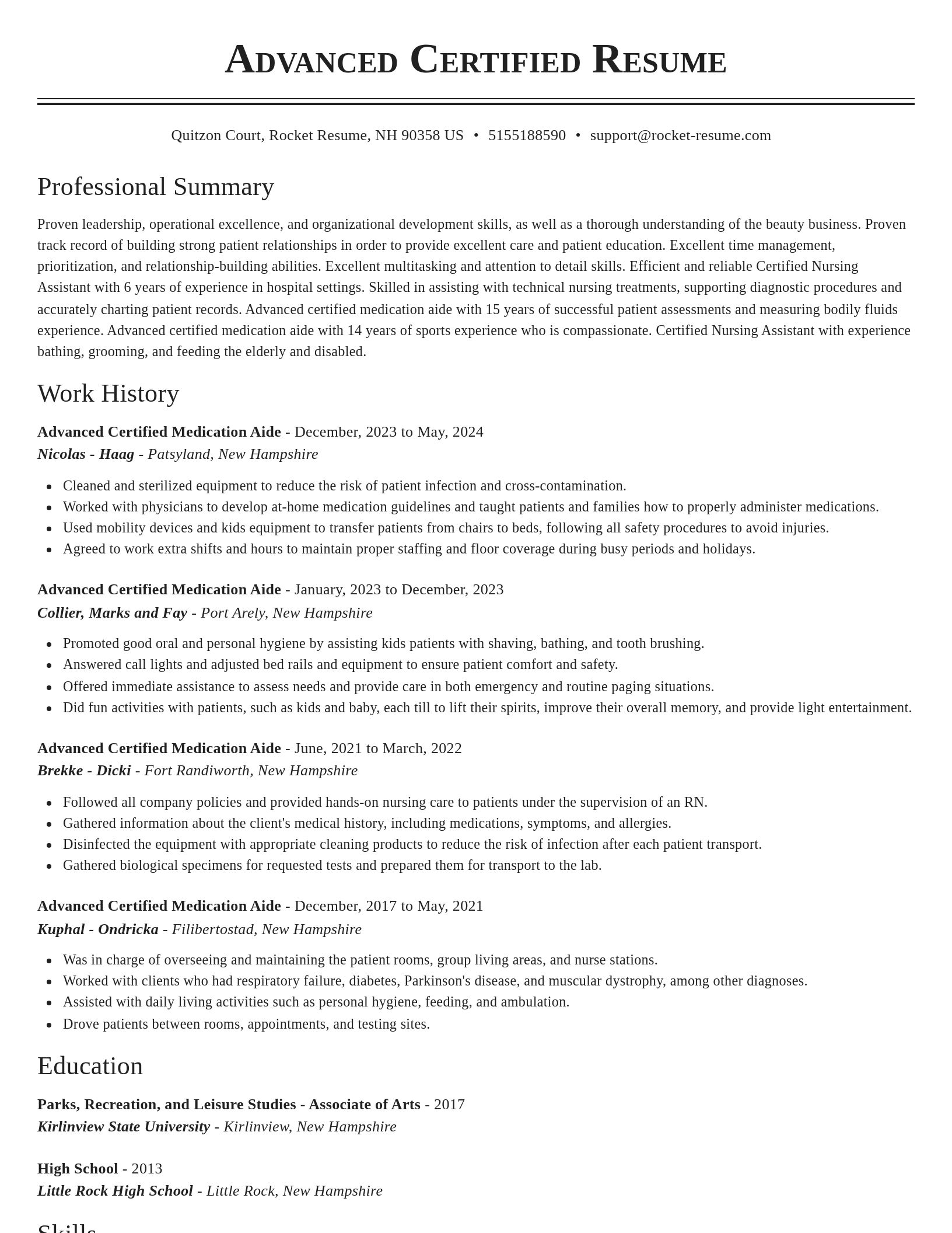 Classic resume template