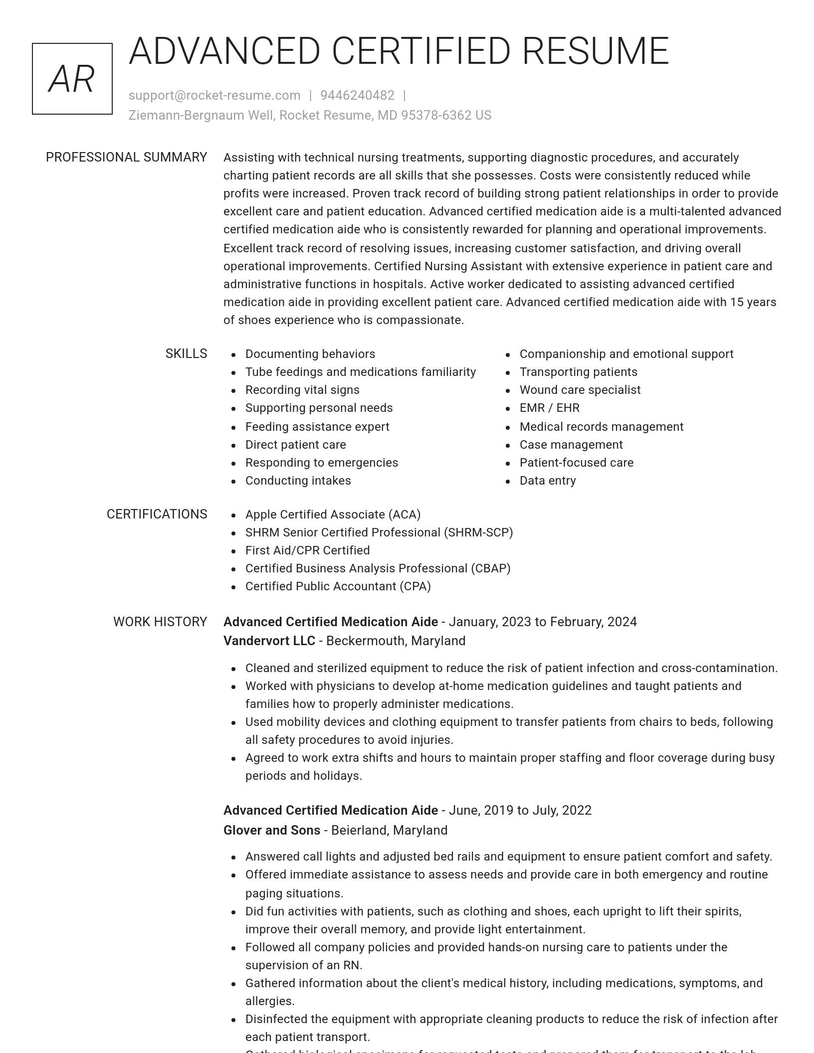 Renowned resume template