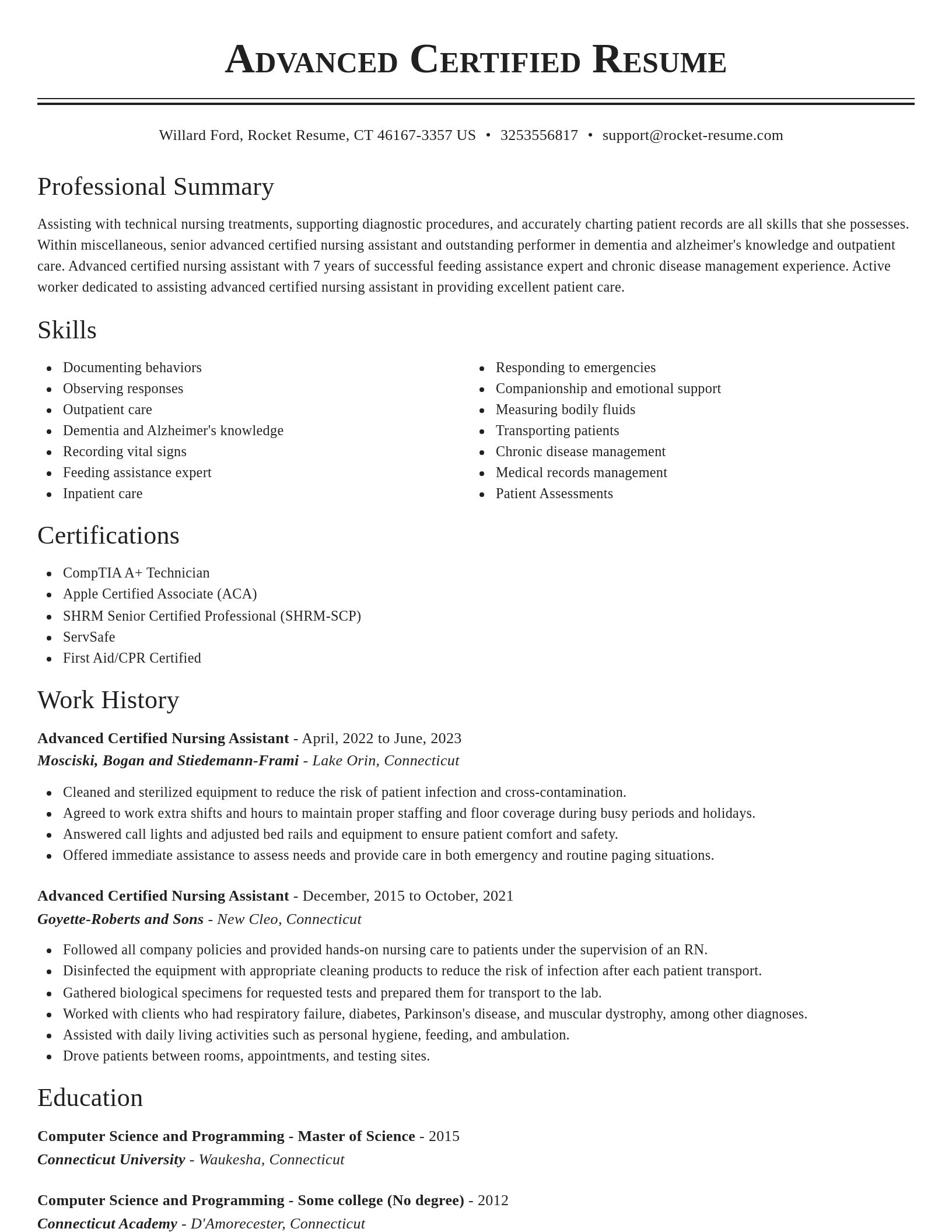 Classic resume template