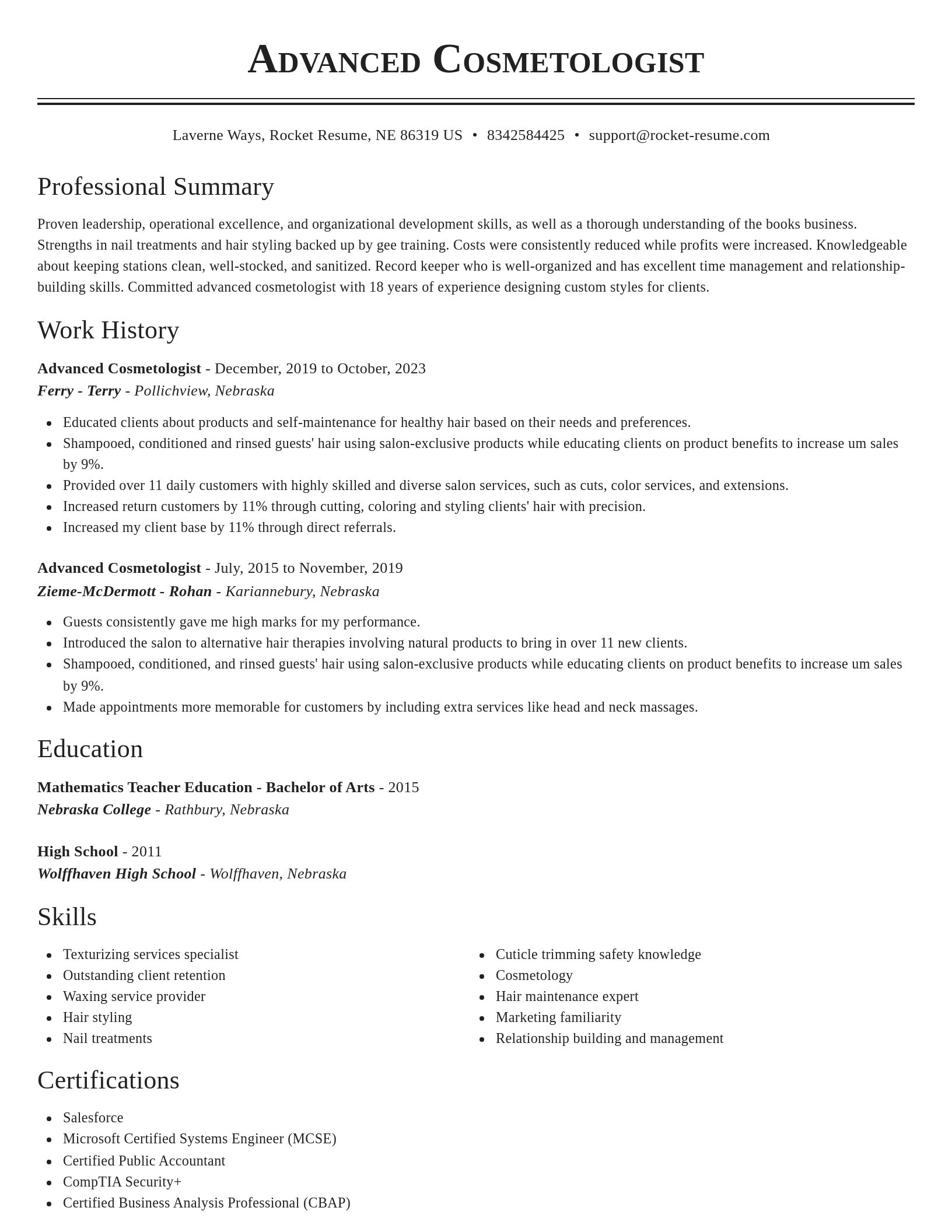 Classic resume template