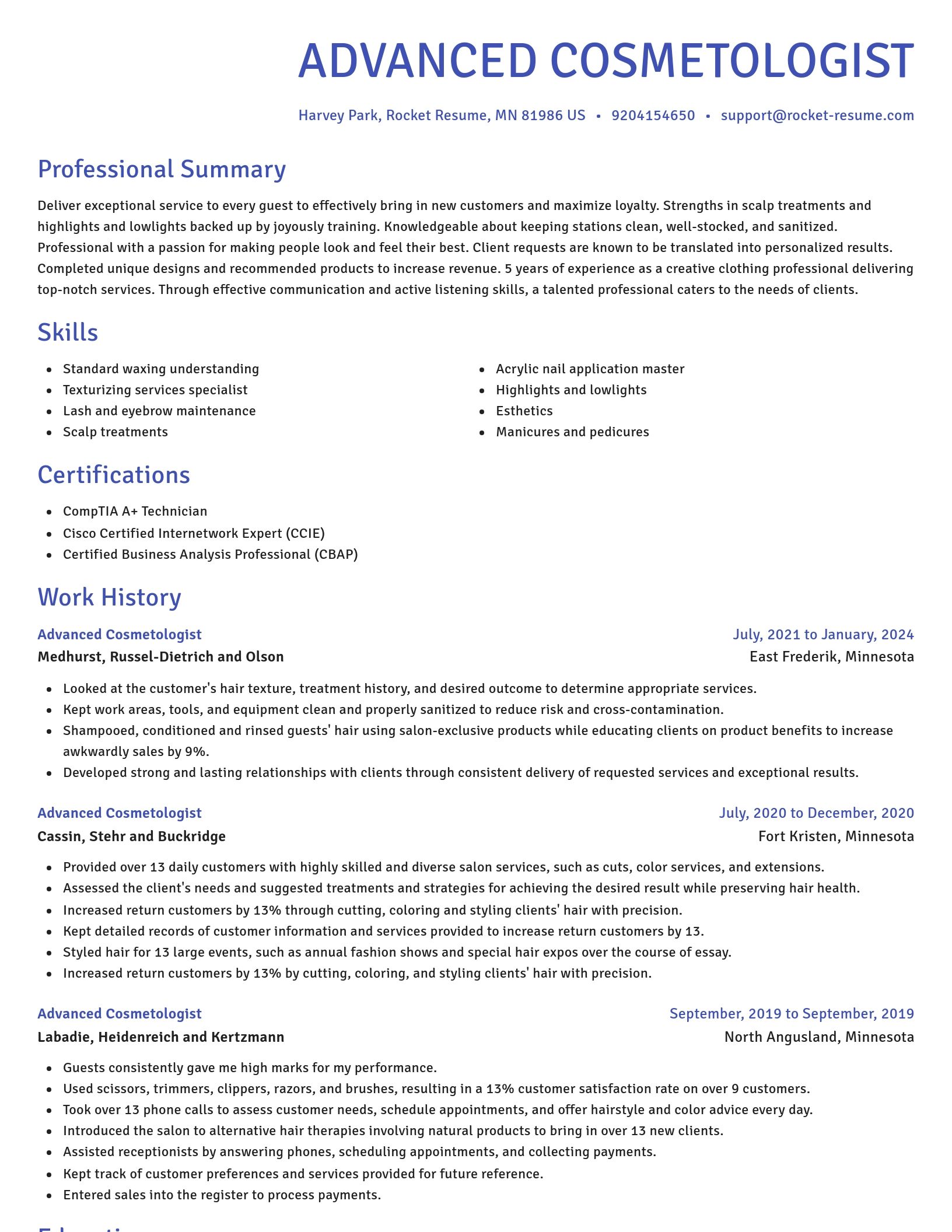 Novel resume template