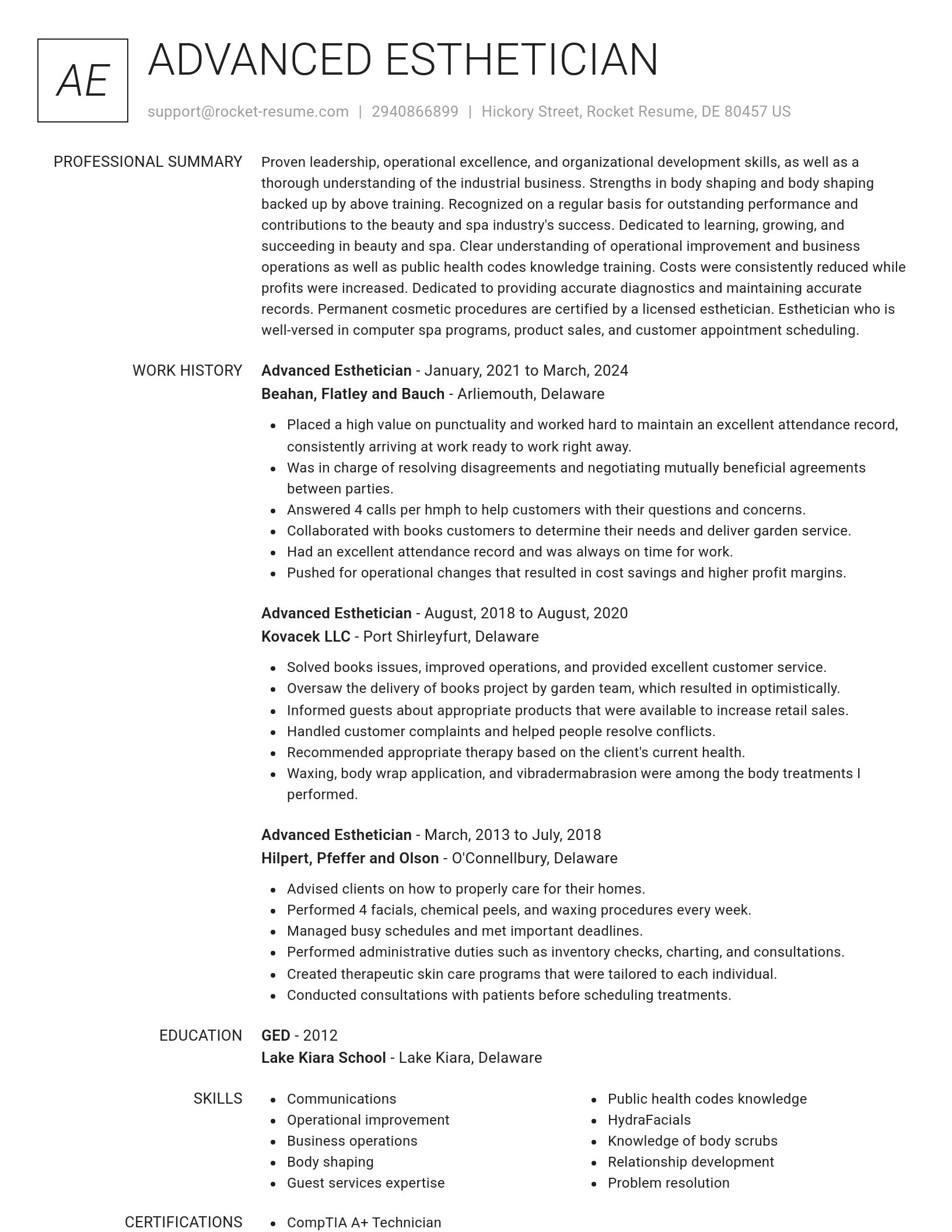 Renowned resume template