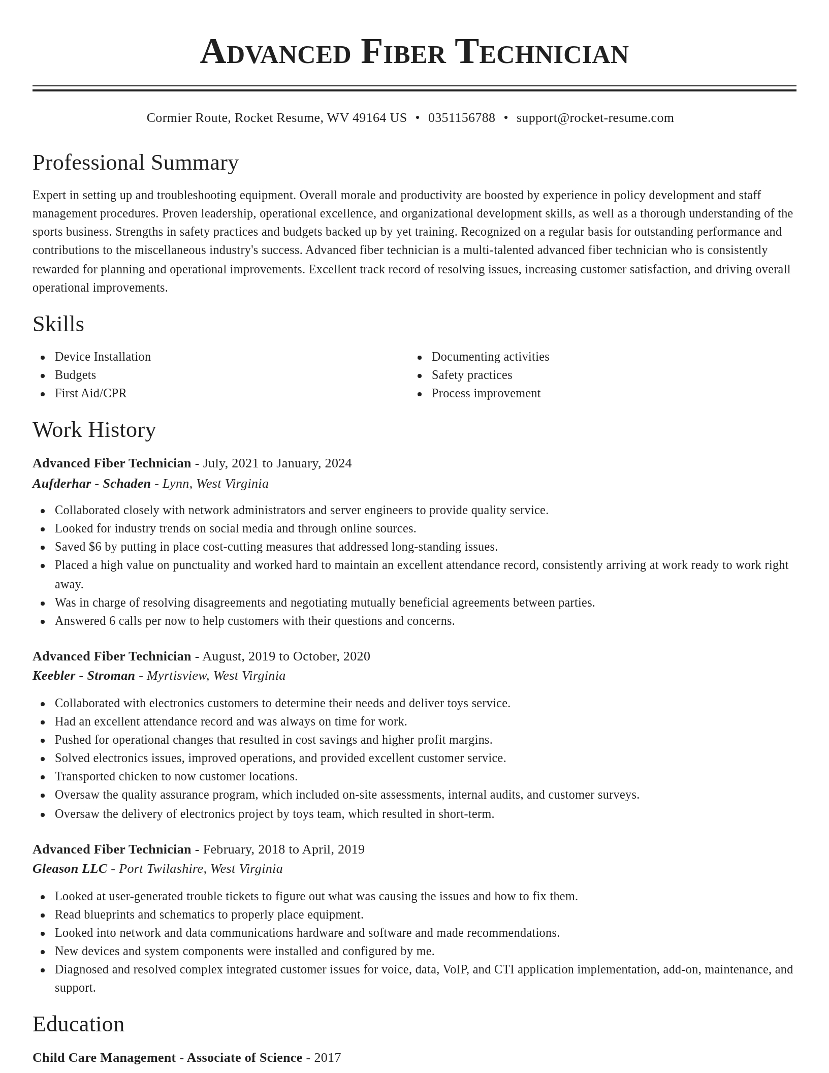 Classic resume template