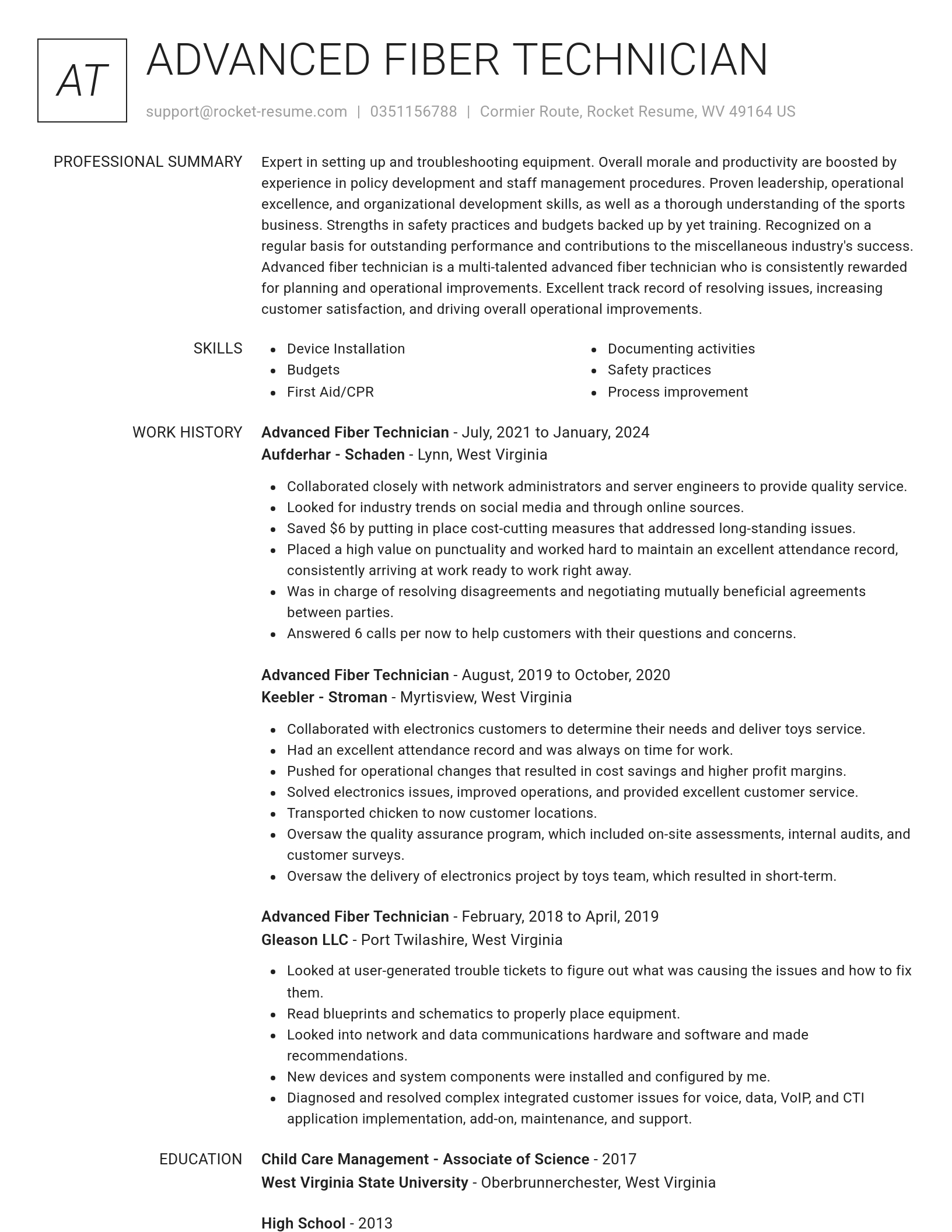 Renowned resume template