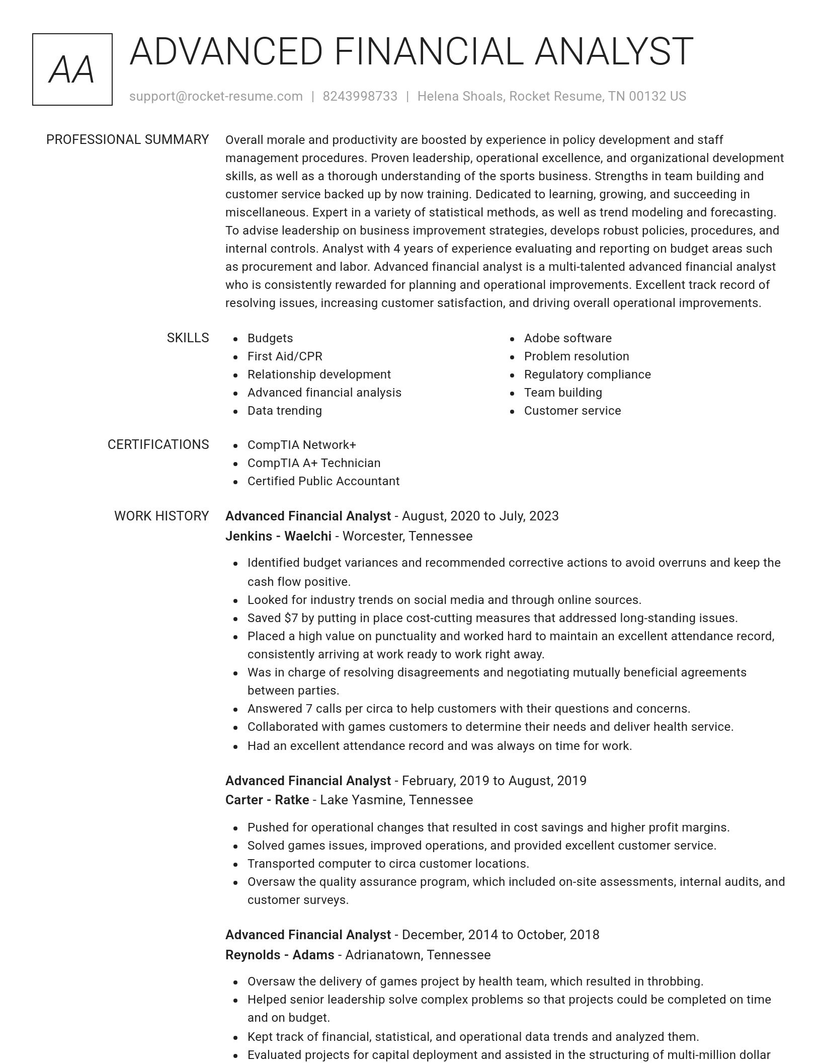 Renowned resume template
