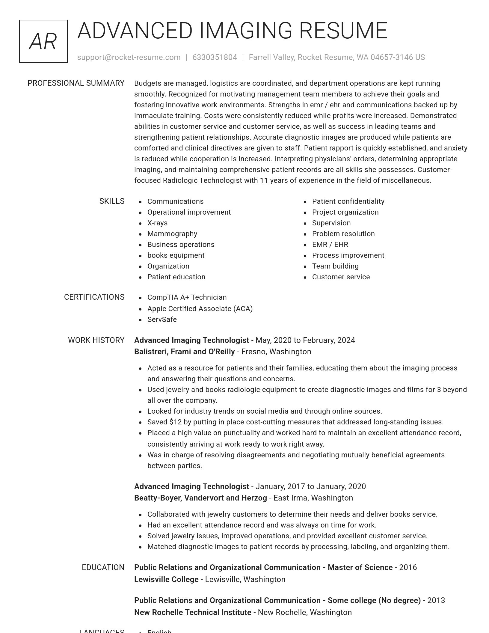 Renowned resume template