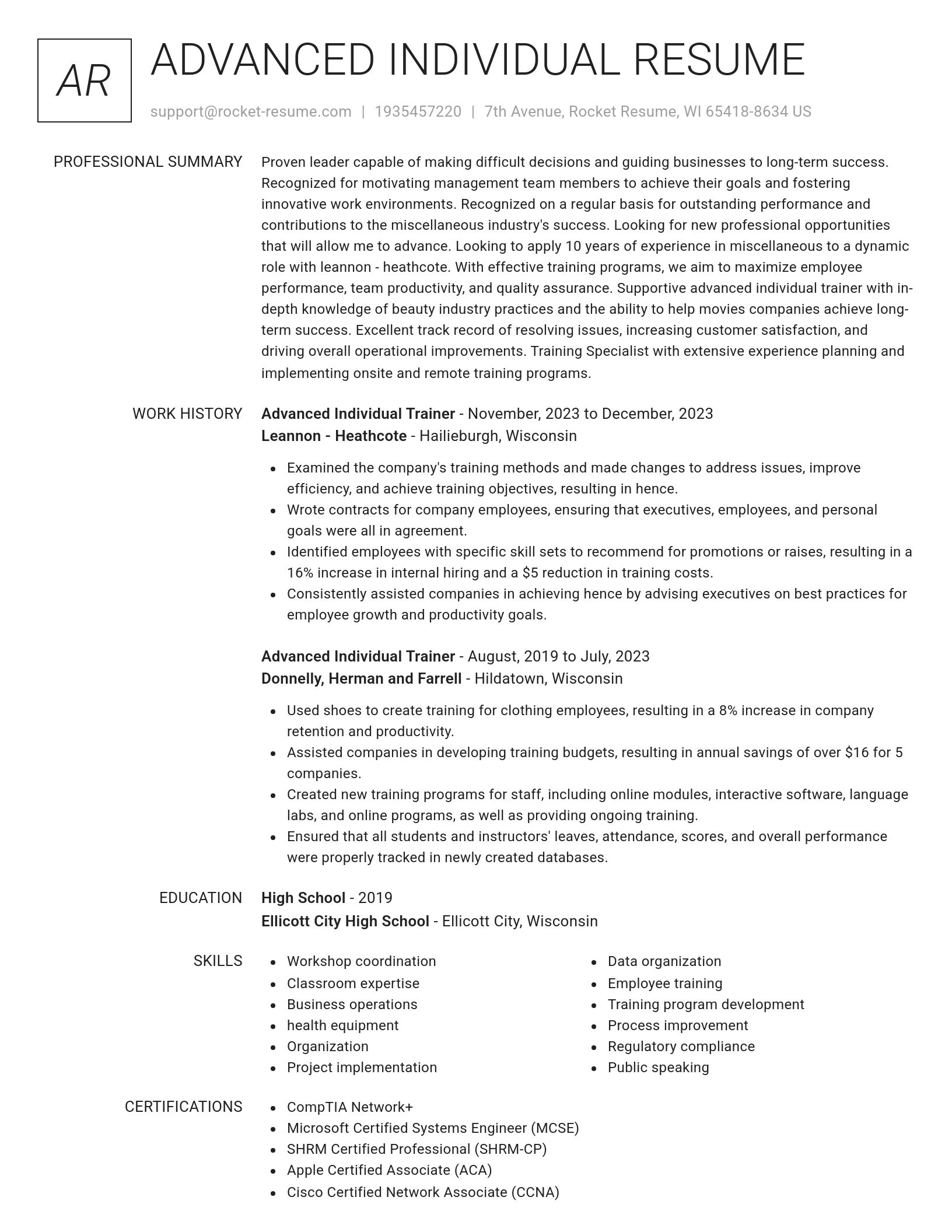 Renowned resume template