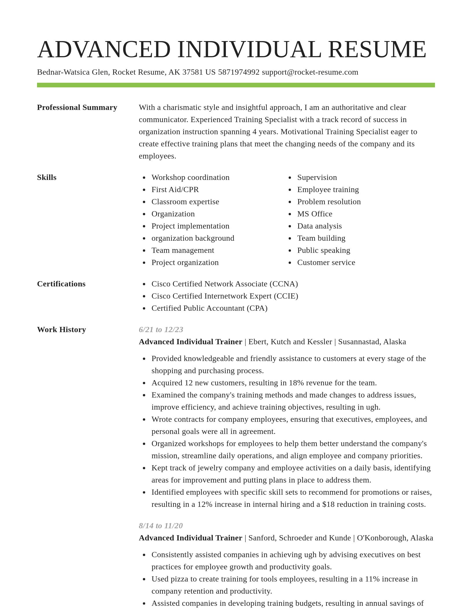 Smart resume template
