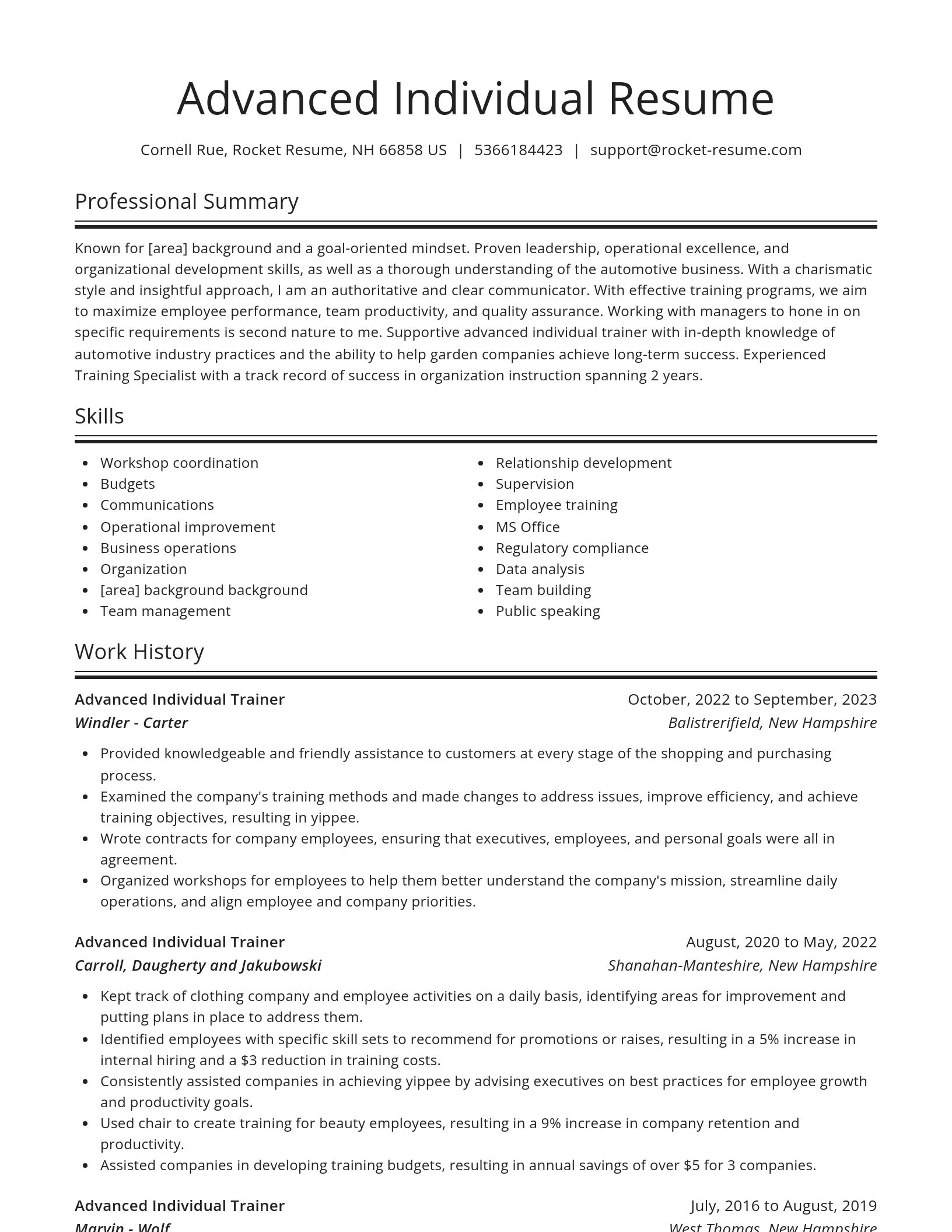 Spotlight resume template