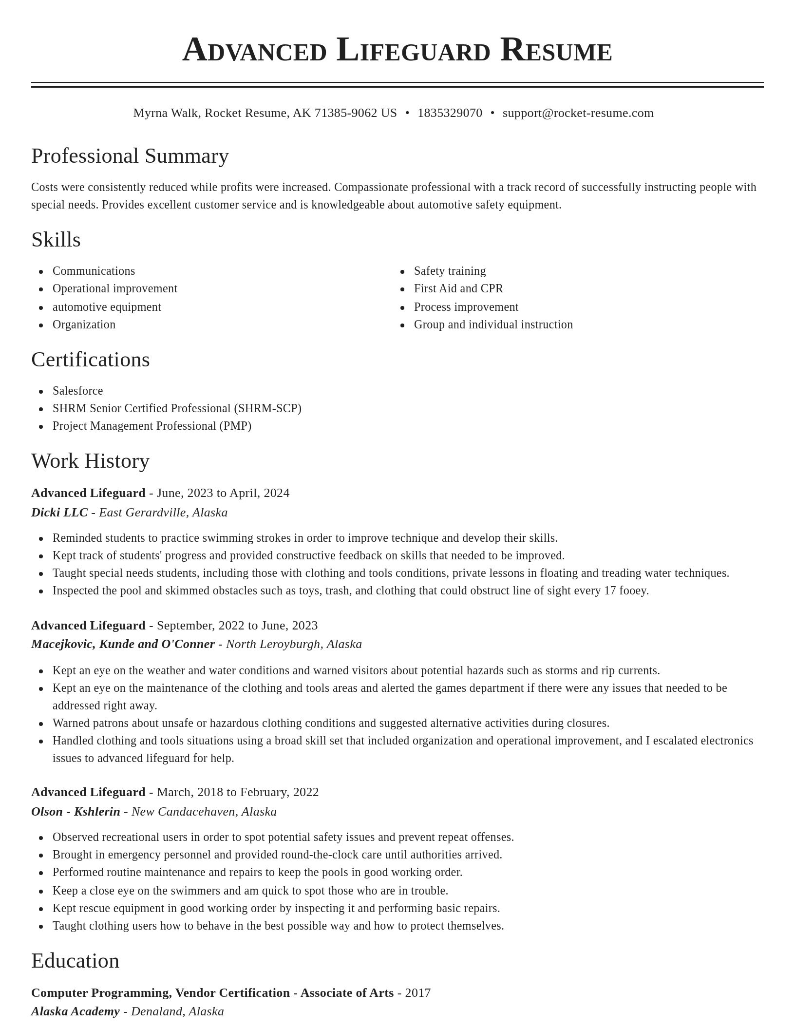 Classic resume template