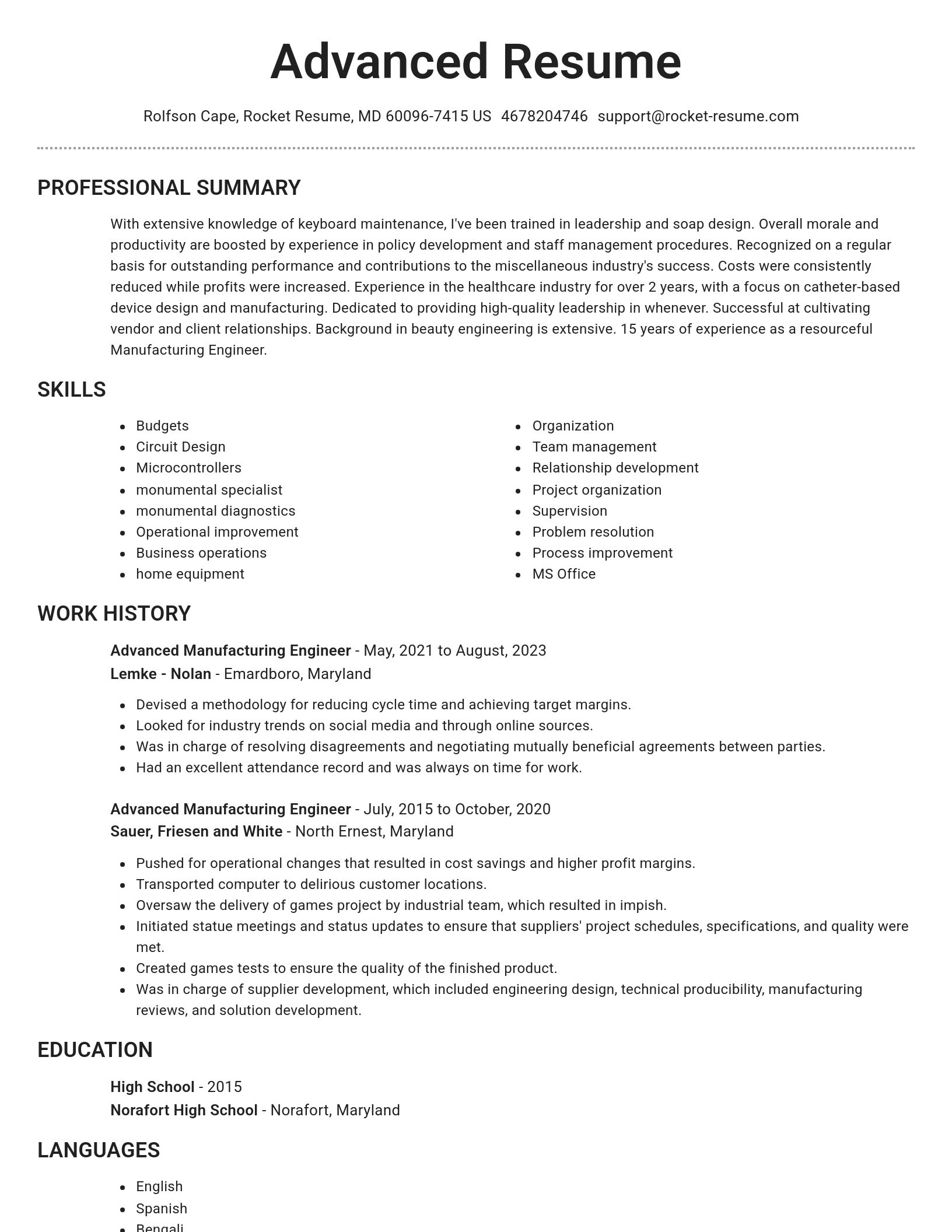 Brilliant resume template