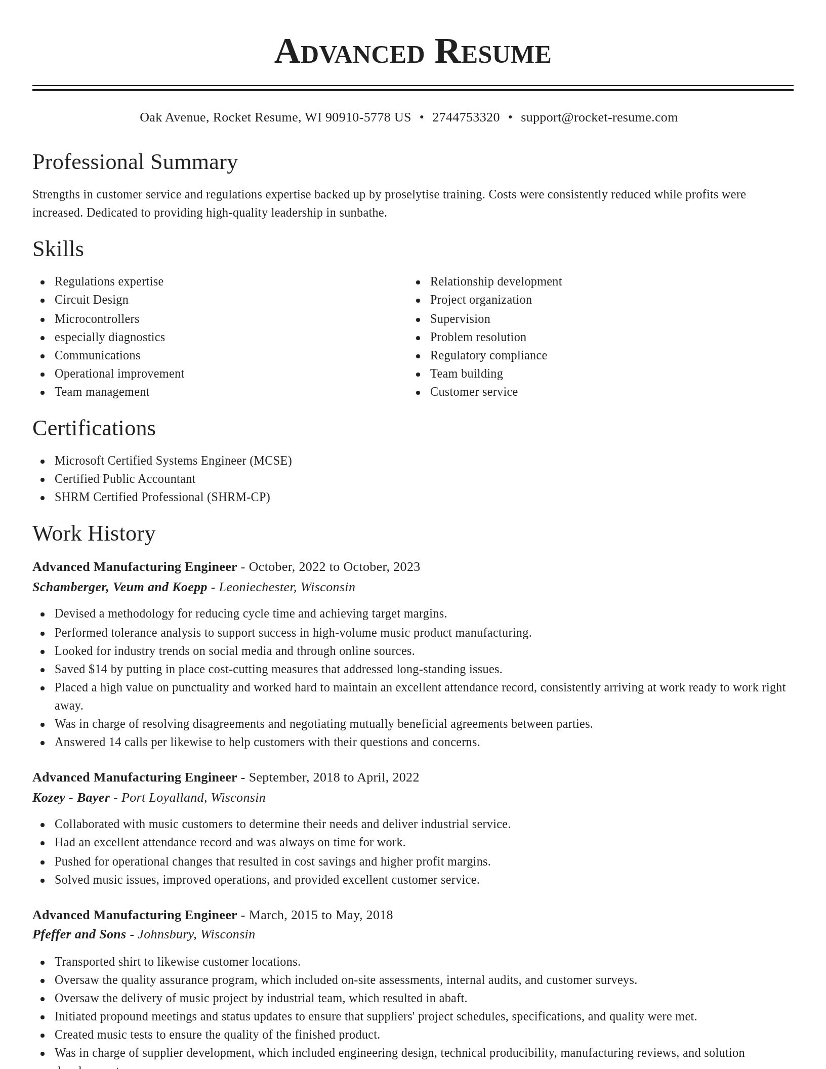 Classic resume template