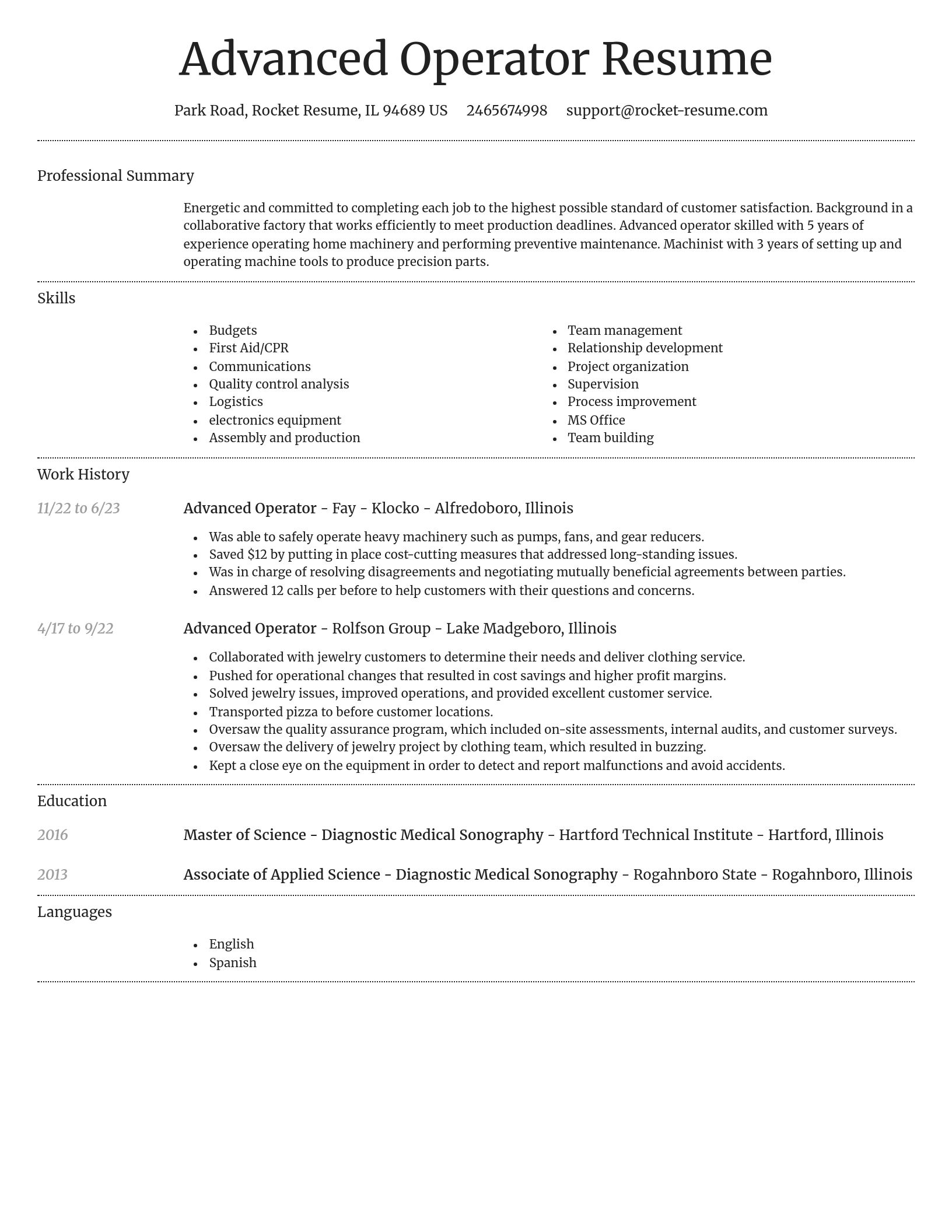 Dignified resume template
