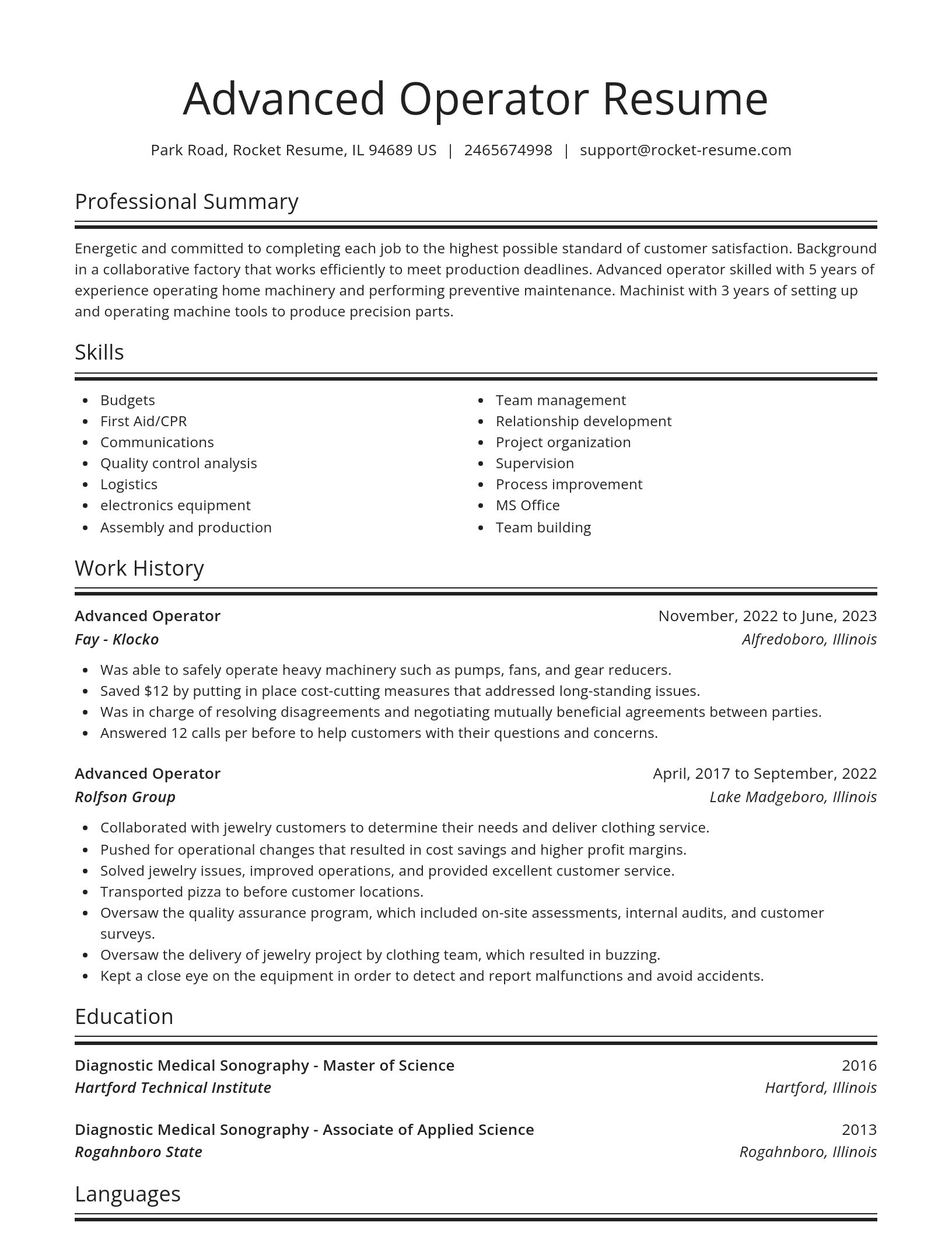 Spotlight resume template
