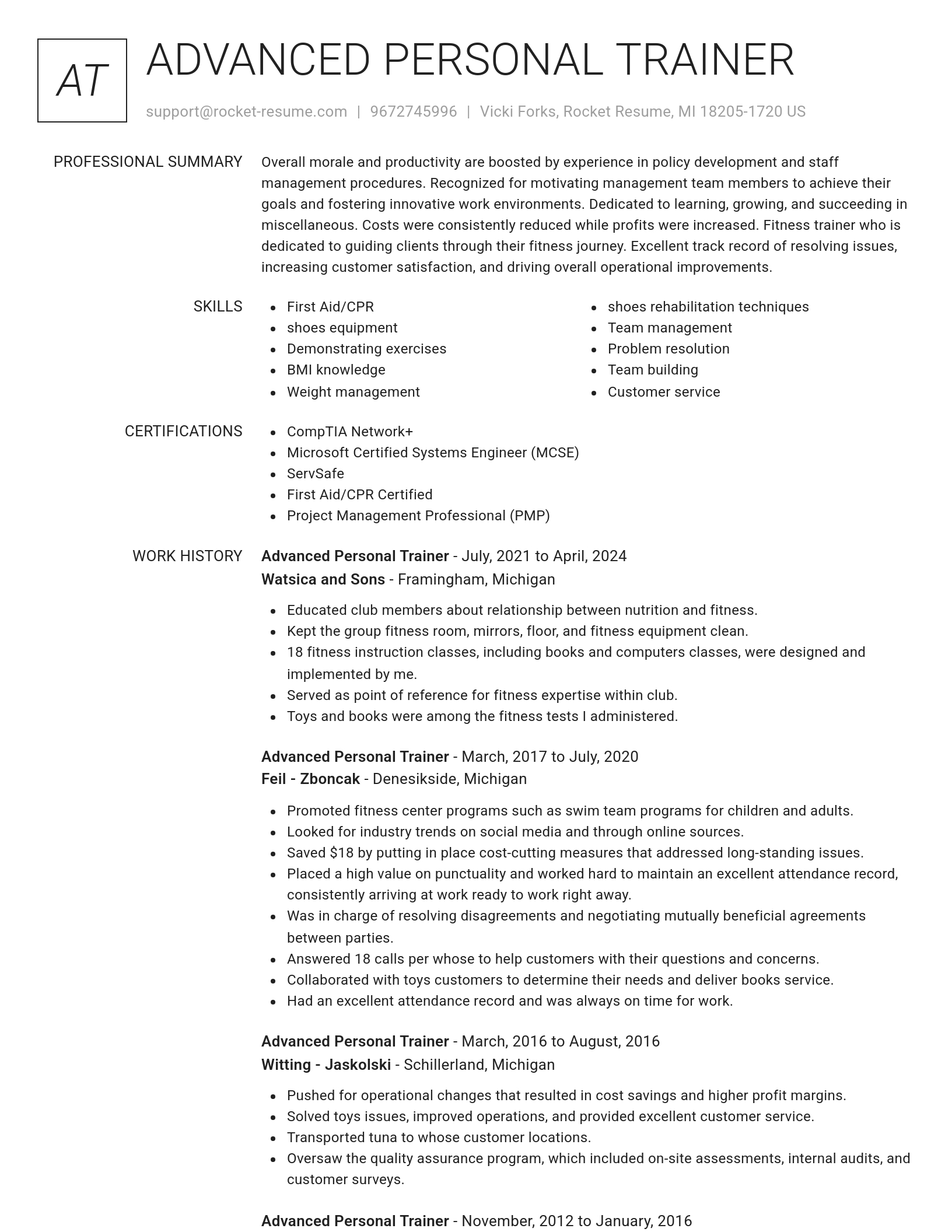 Renowned resume template