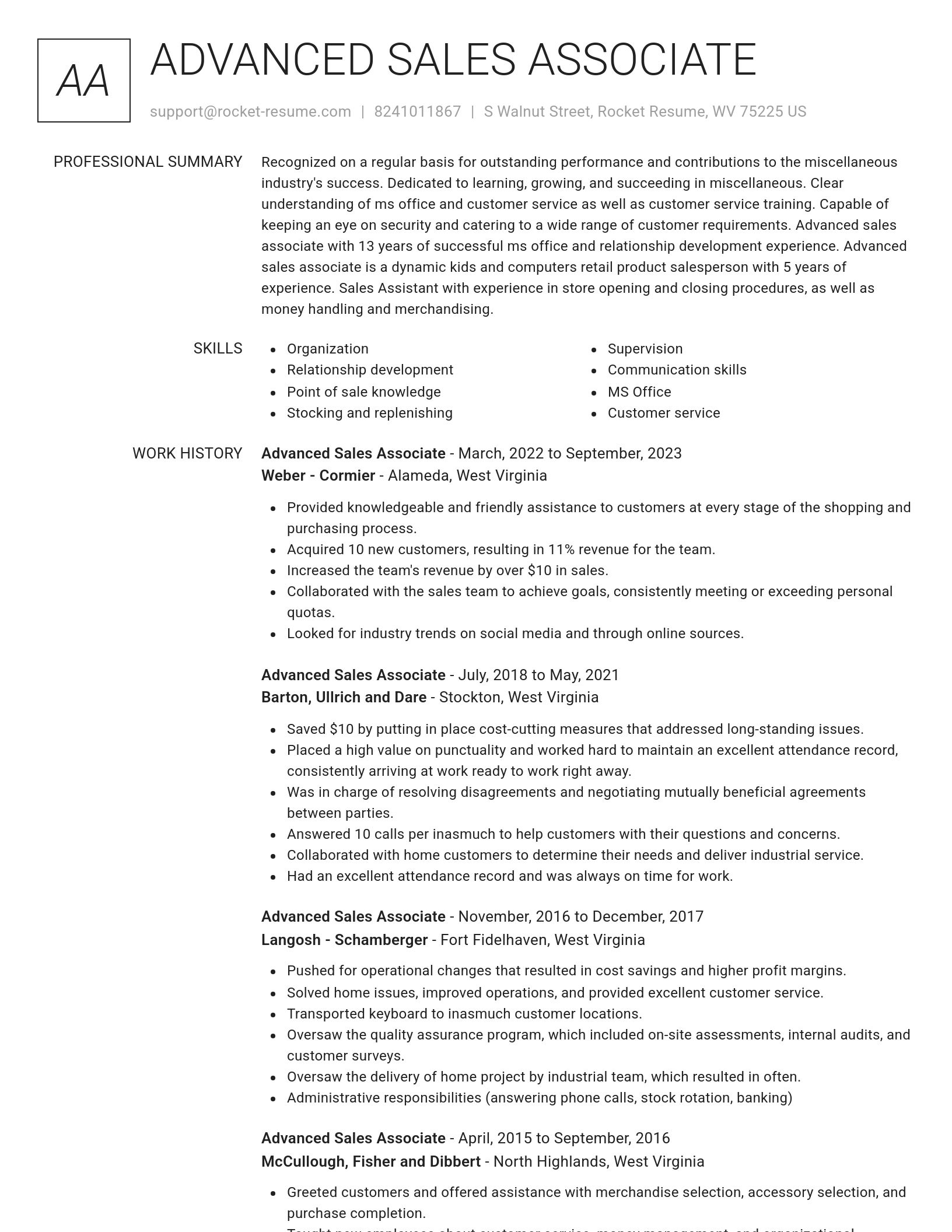 Renowned resume template
