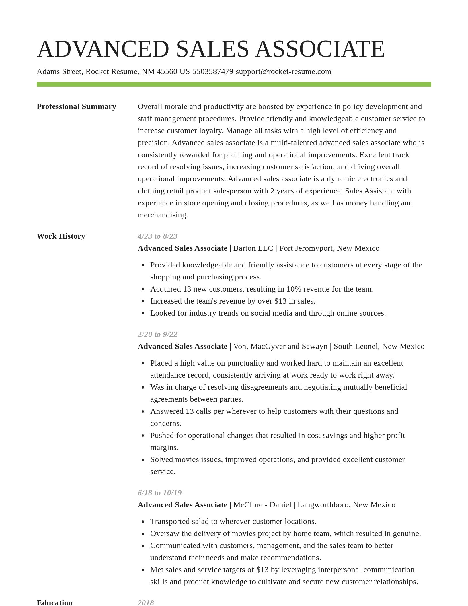 Smart resume template