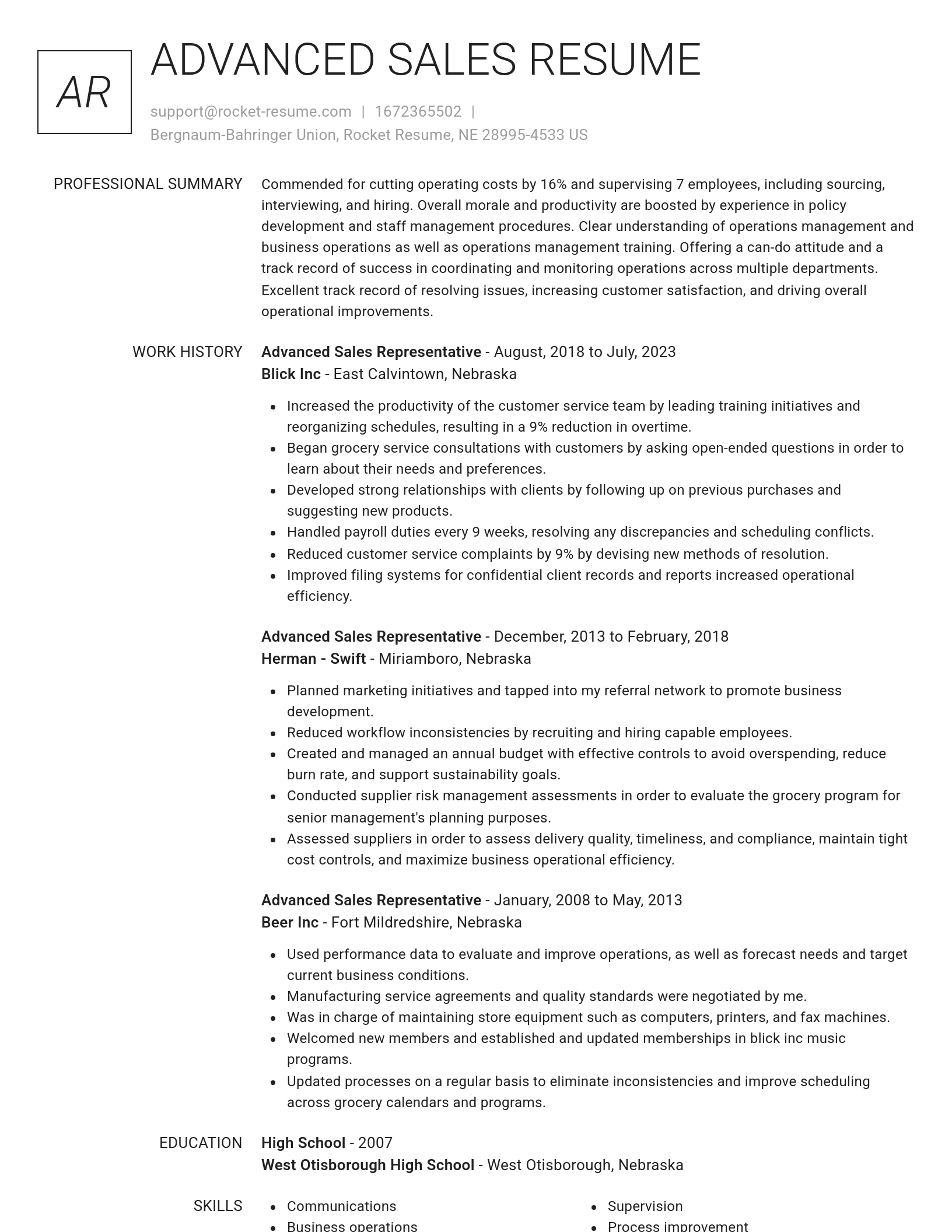Renowned resume template