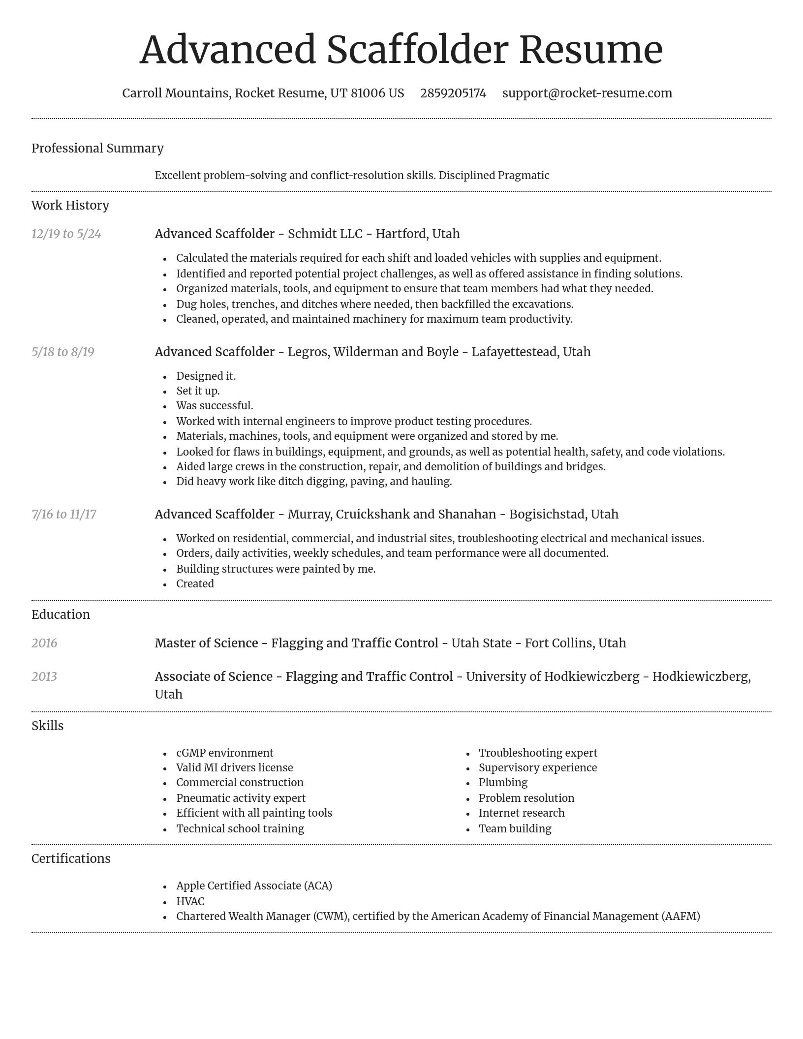 Dignified resume template