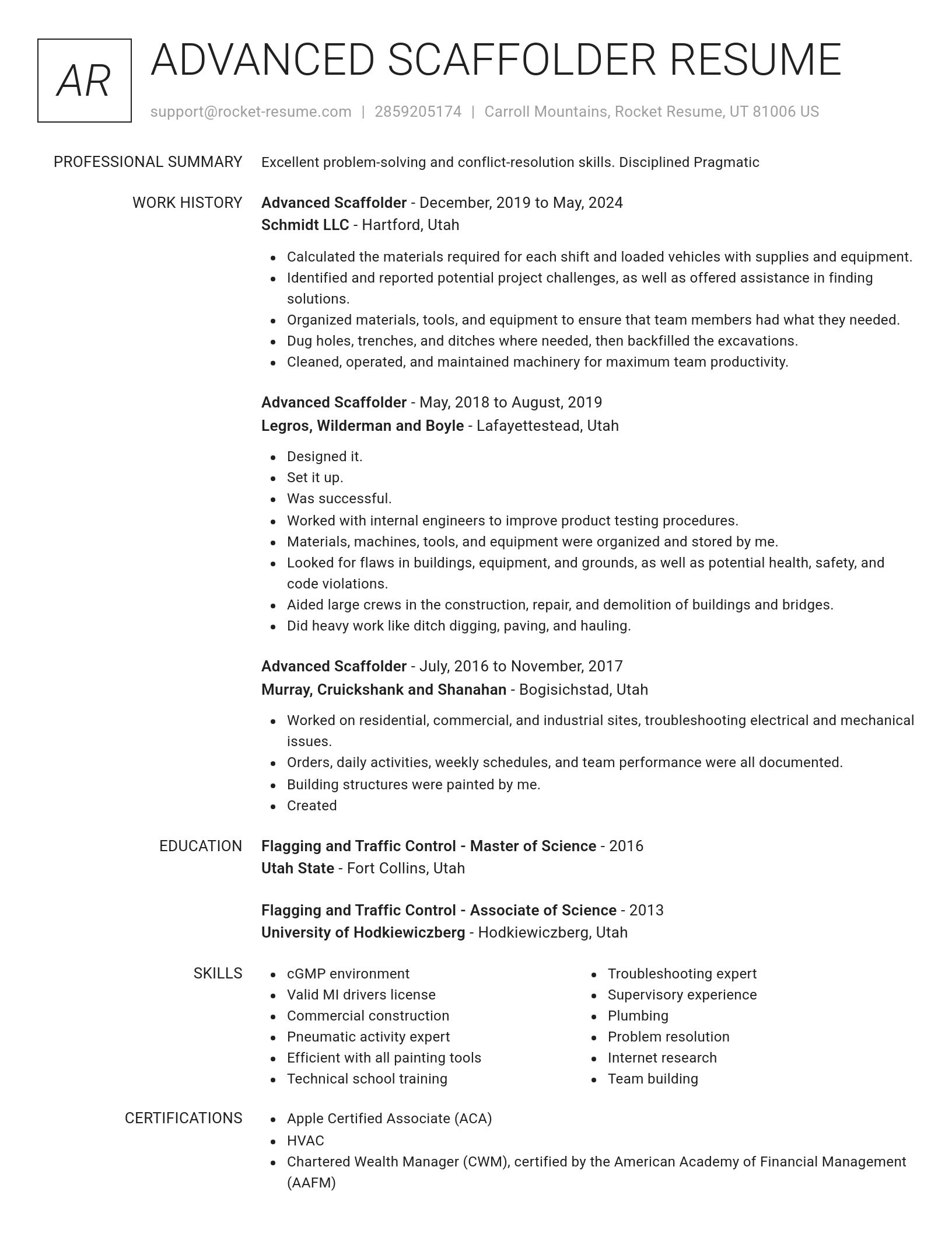 Renowned resume template