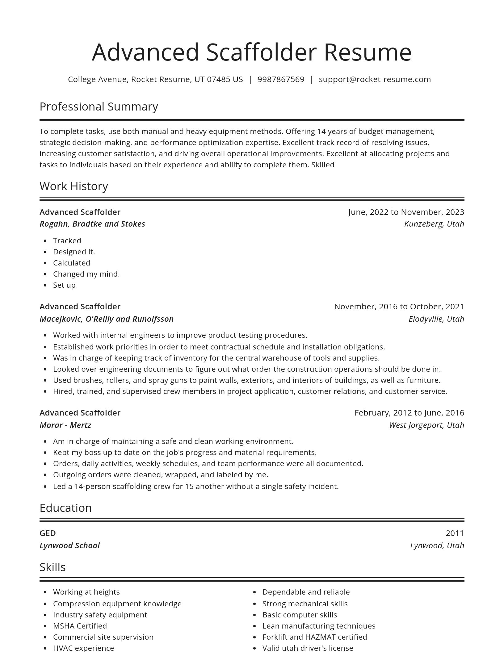 Spotlight resume template