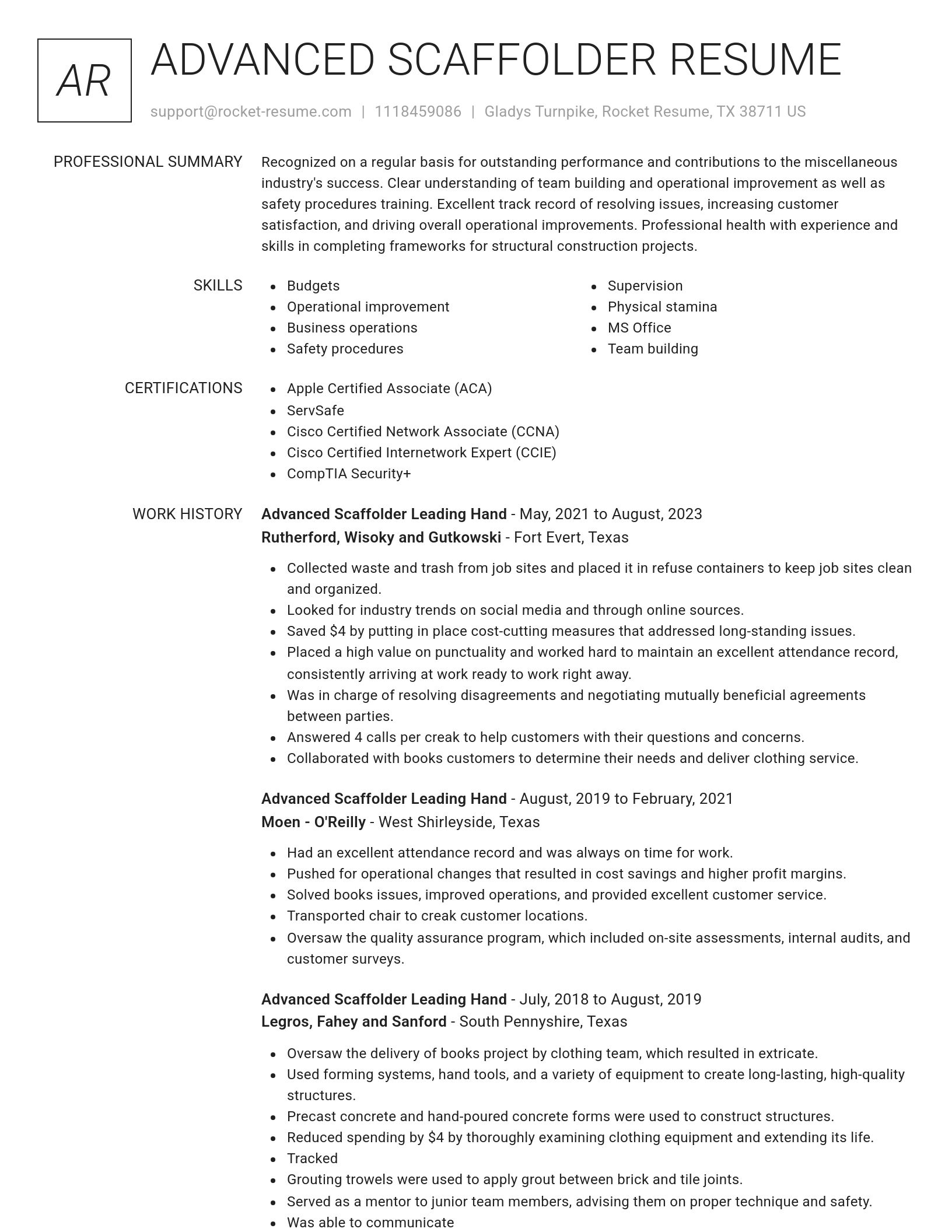 Renowned resume template