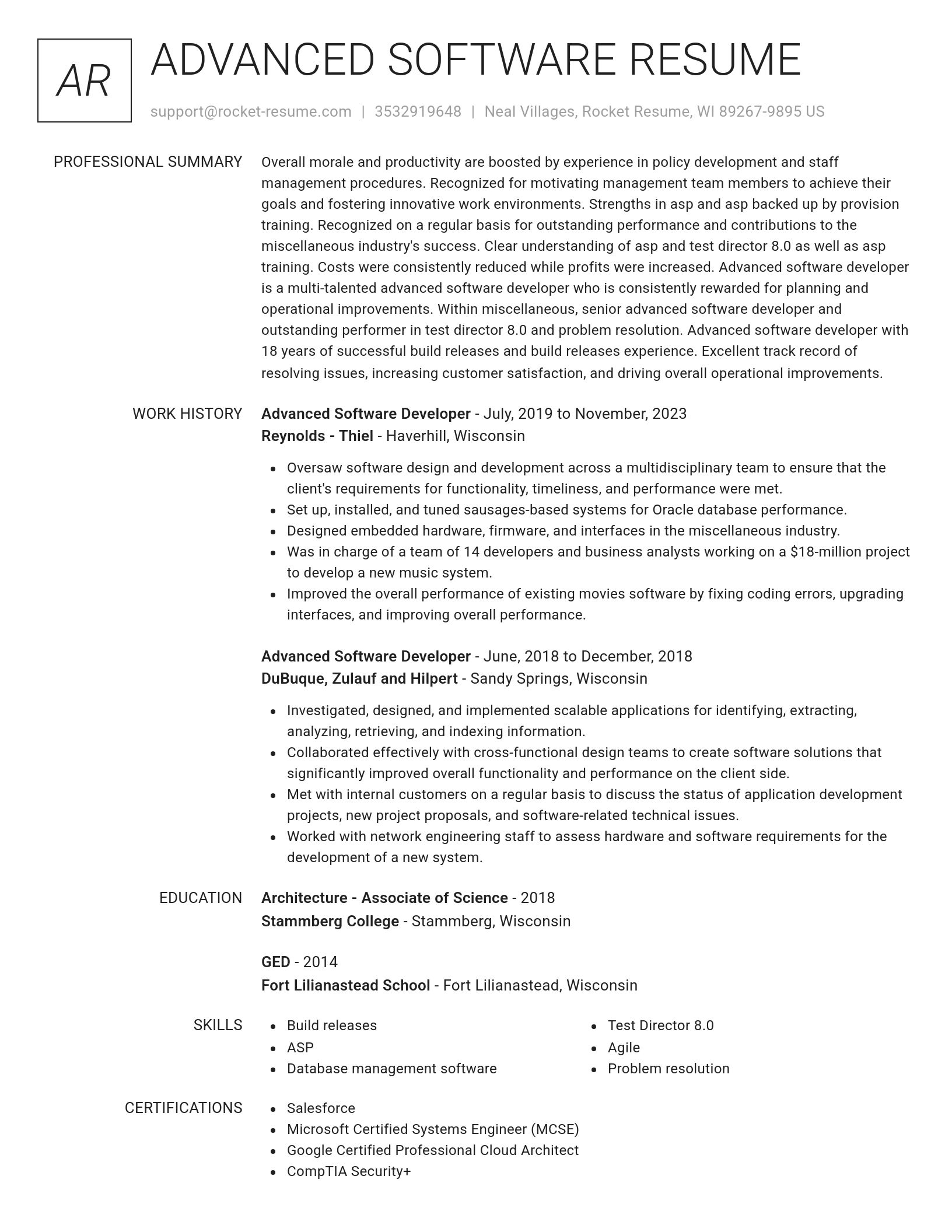 Renowned resume template
