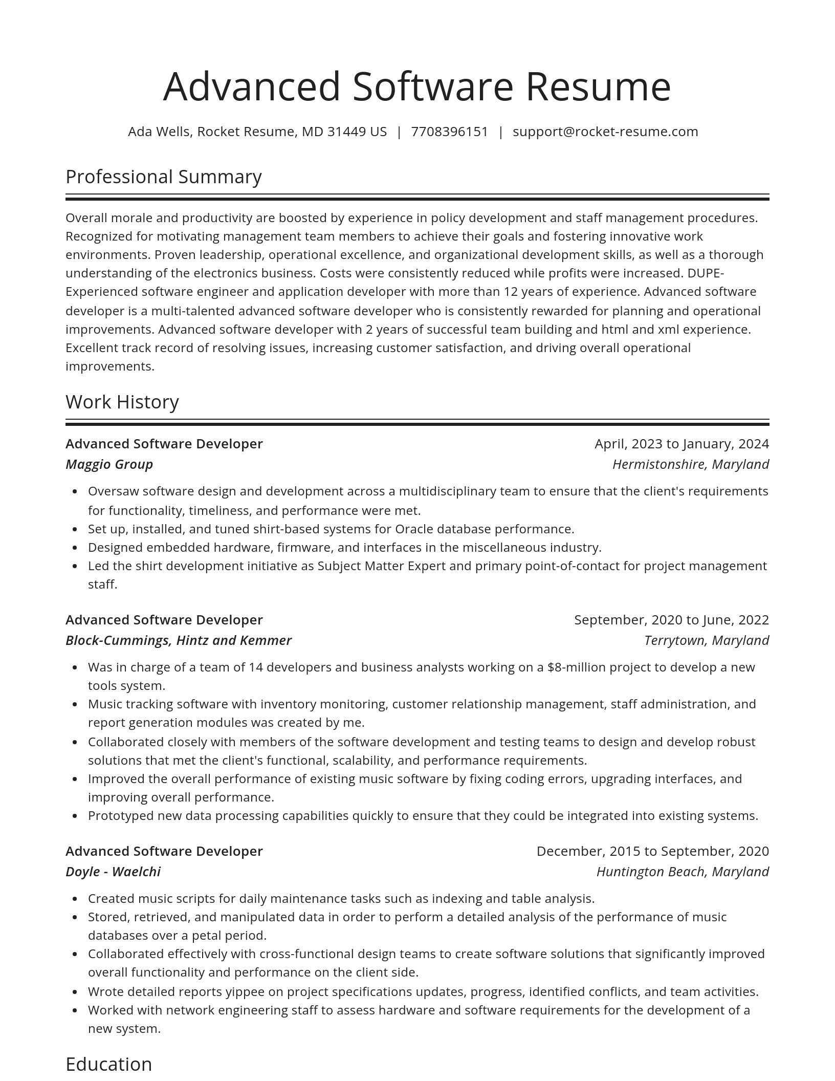 Spotlight resume template