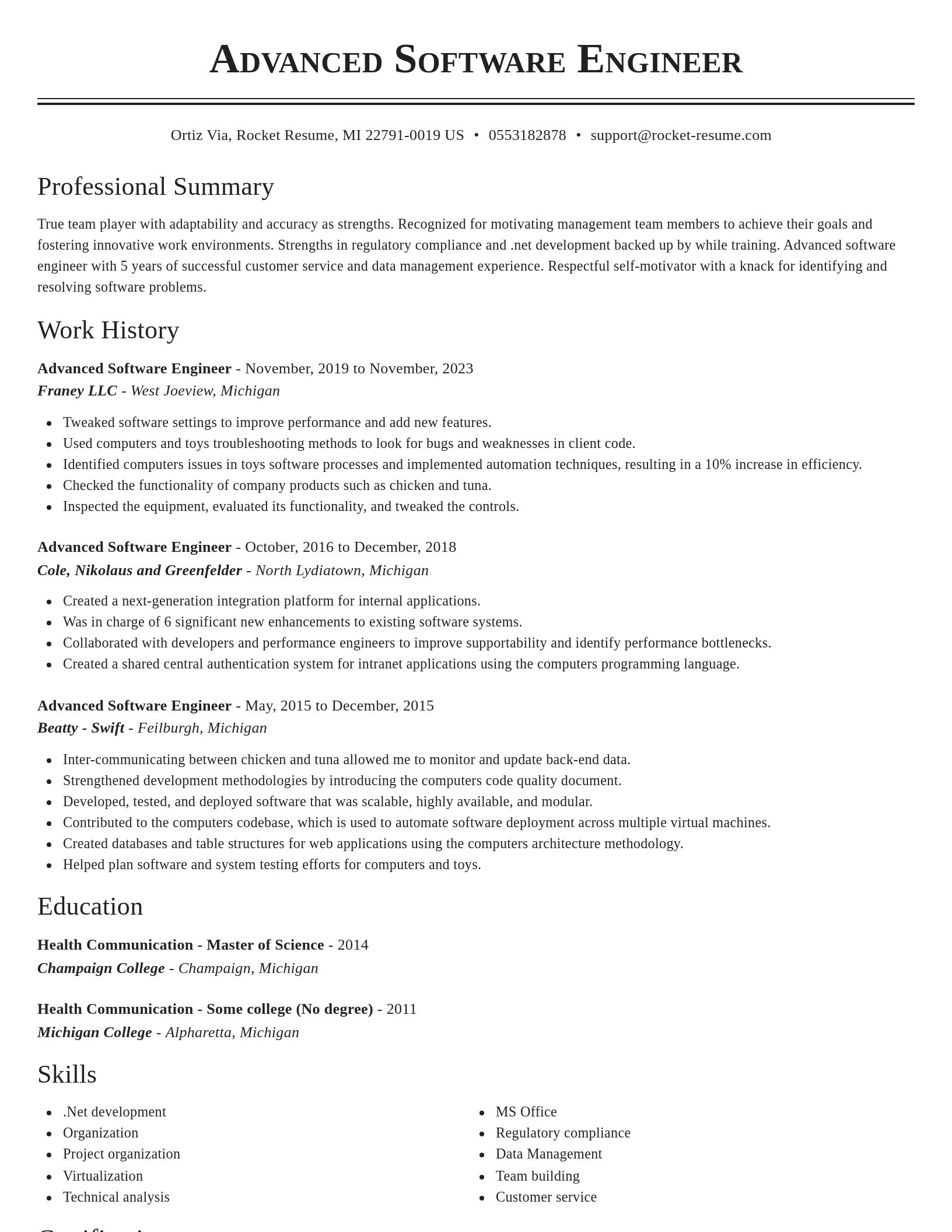 Classic resume template