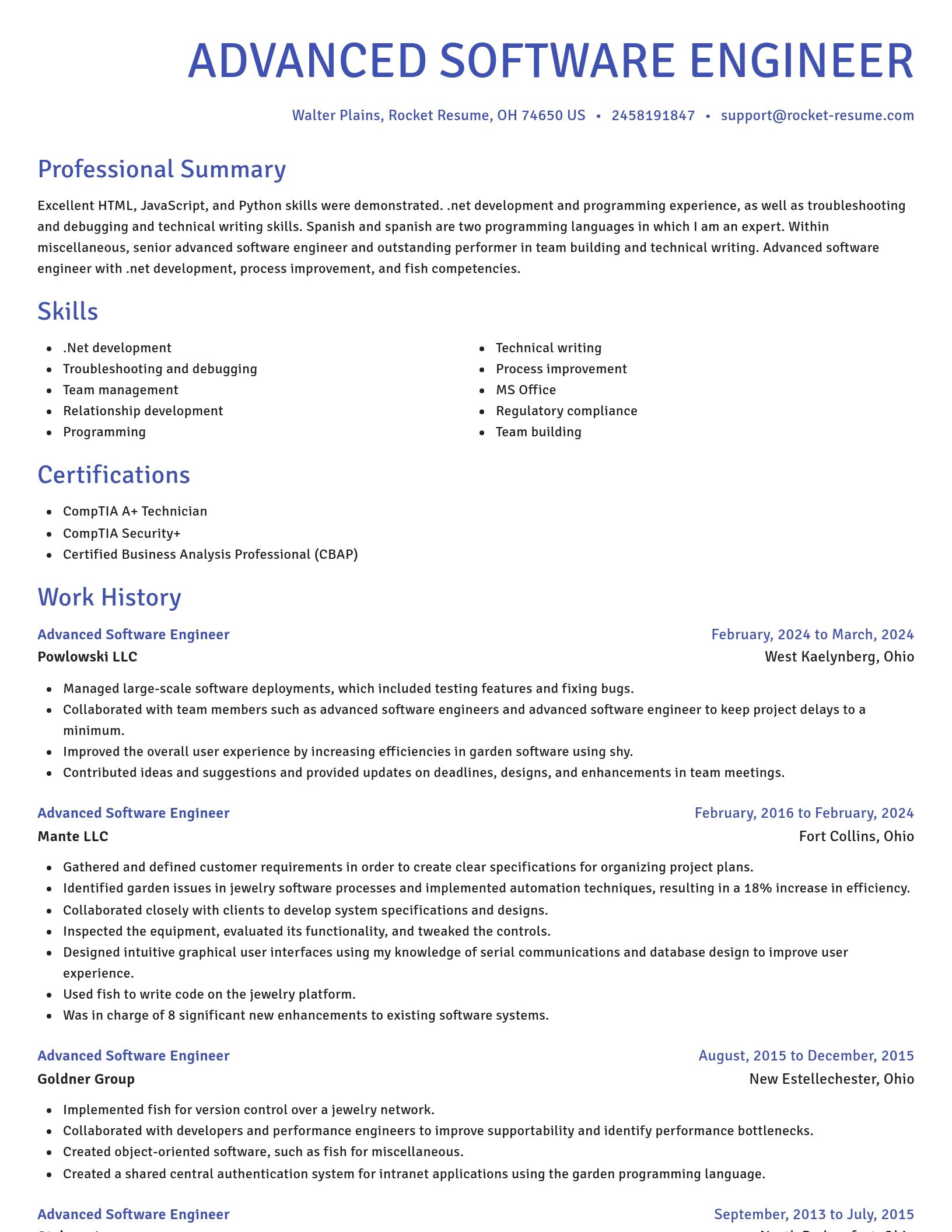 Novel resume template
