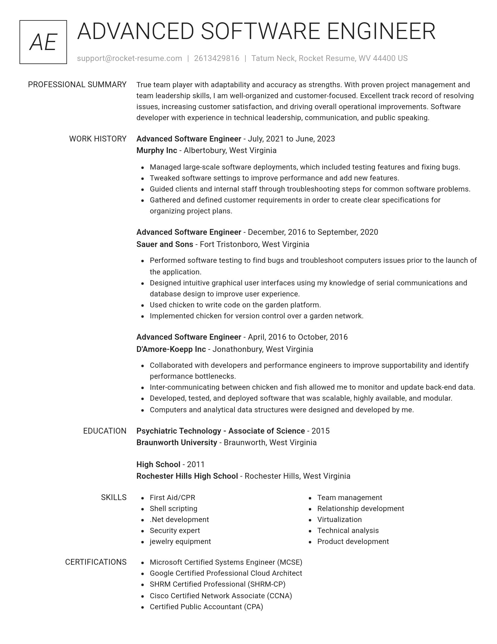Renowned resume template