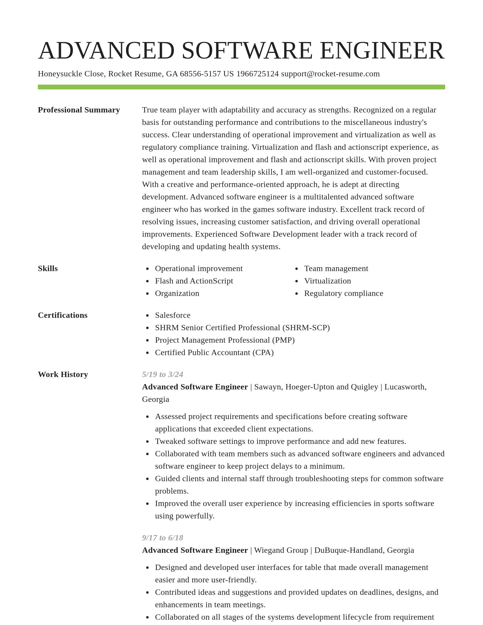 Smart resume template