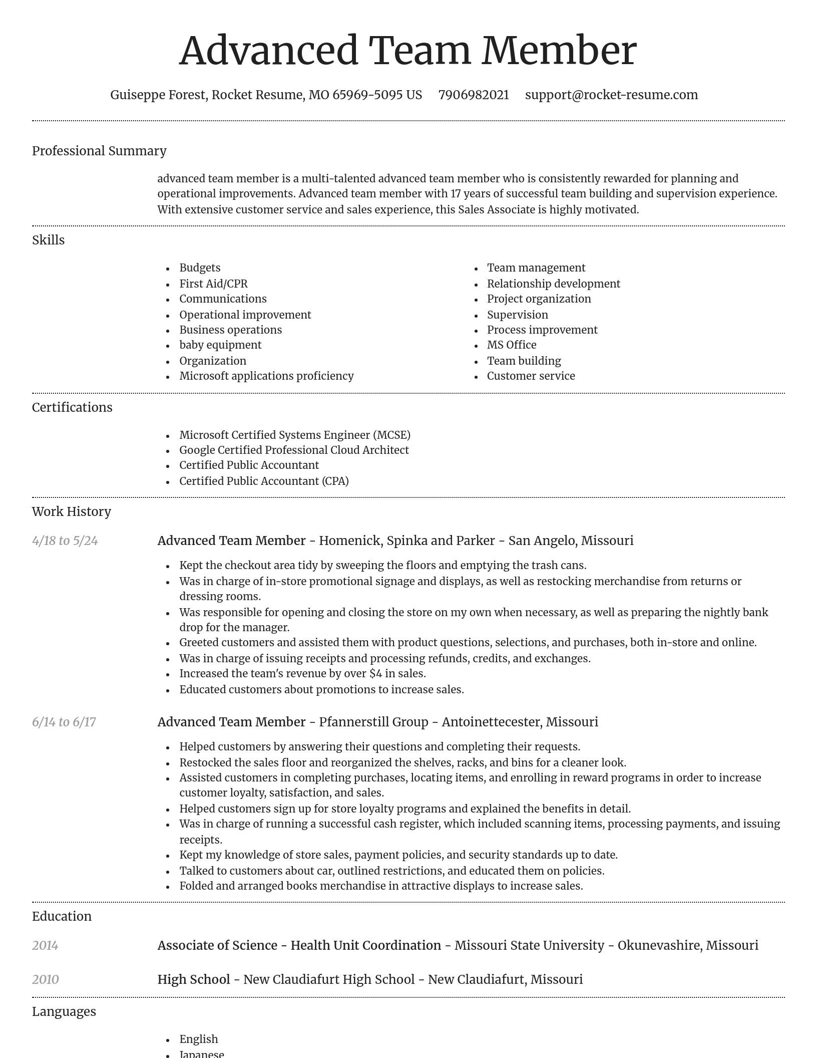 Dignified resume template