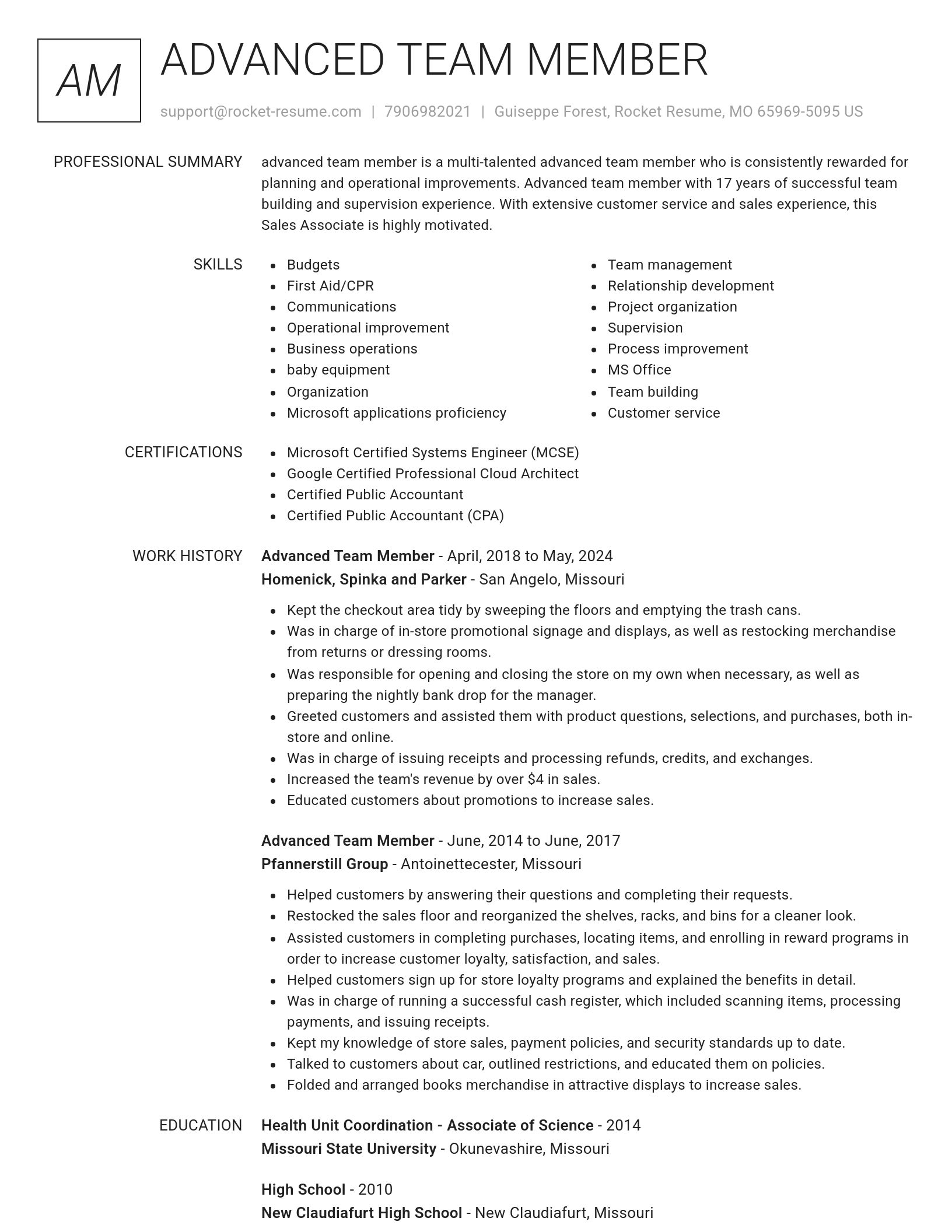 Renowned resume template