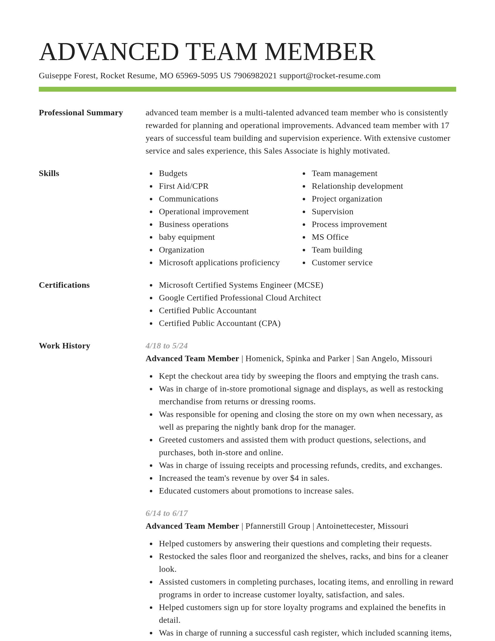 Smart resume template