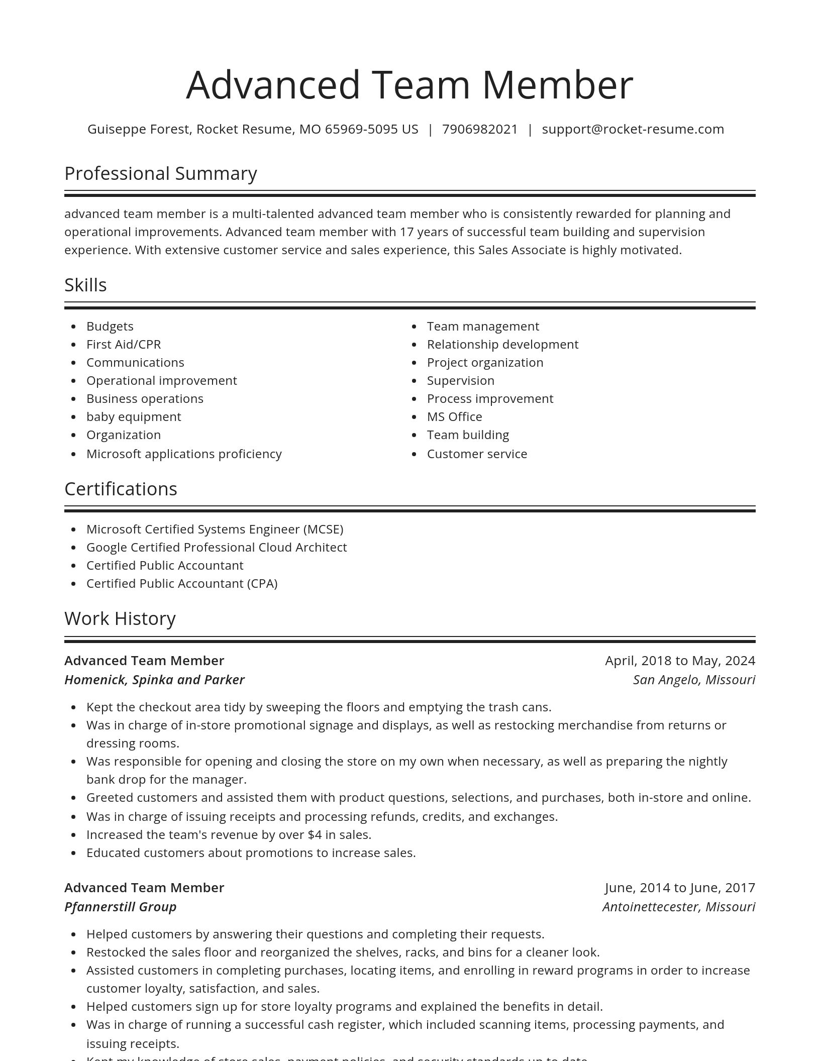 Spotlight resume template