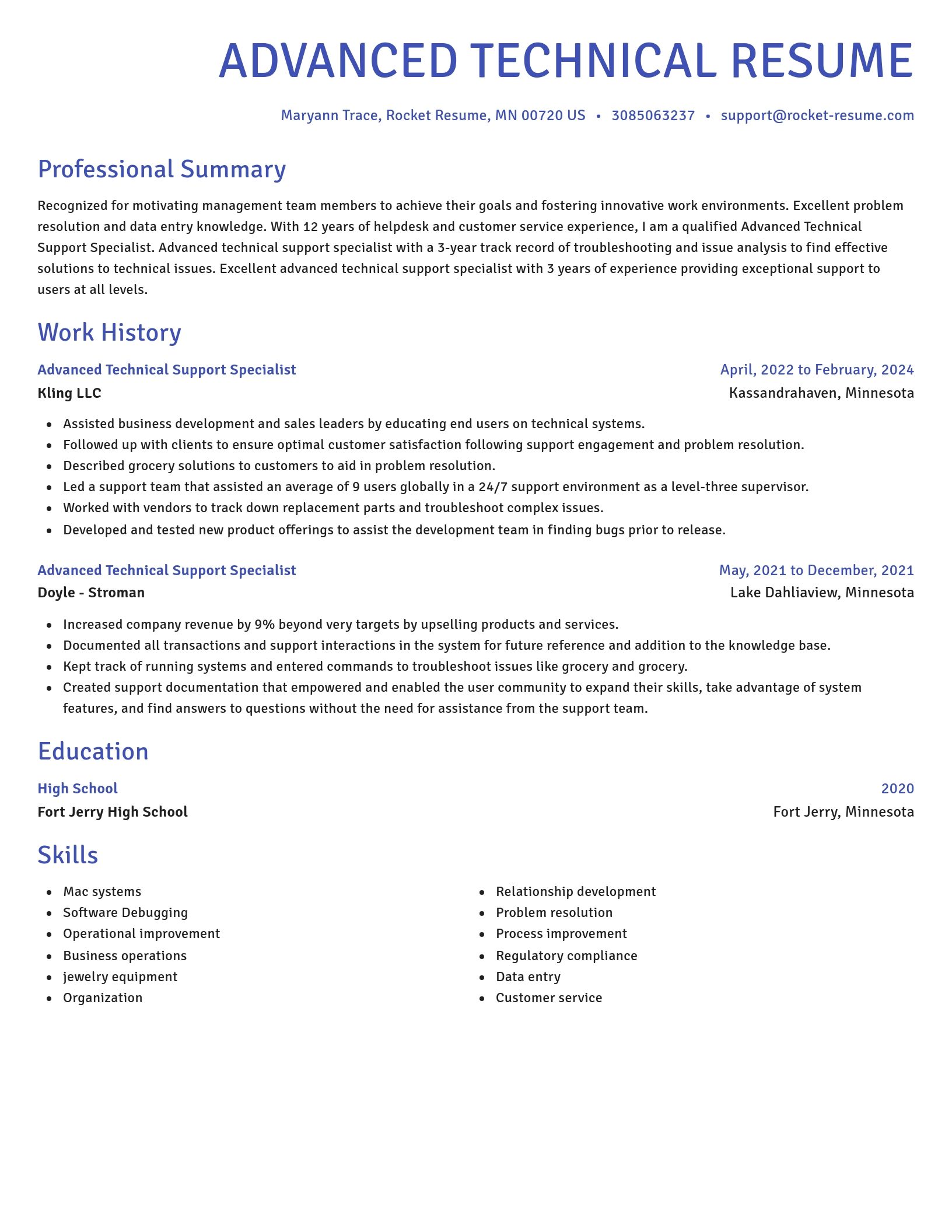 Novel resume template