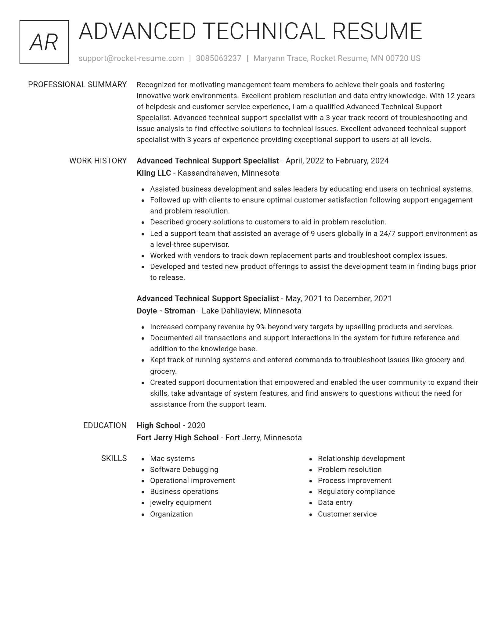 Renowned resume template