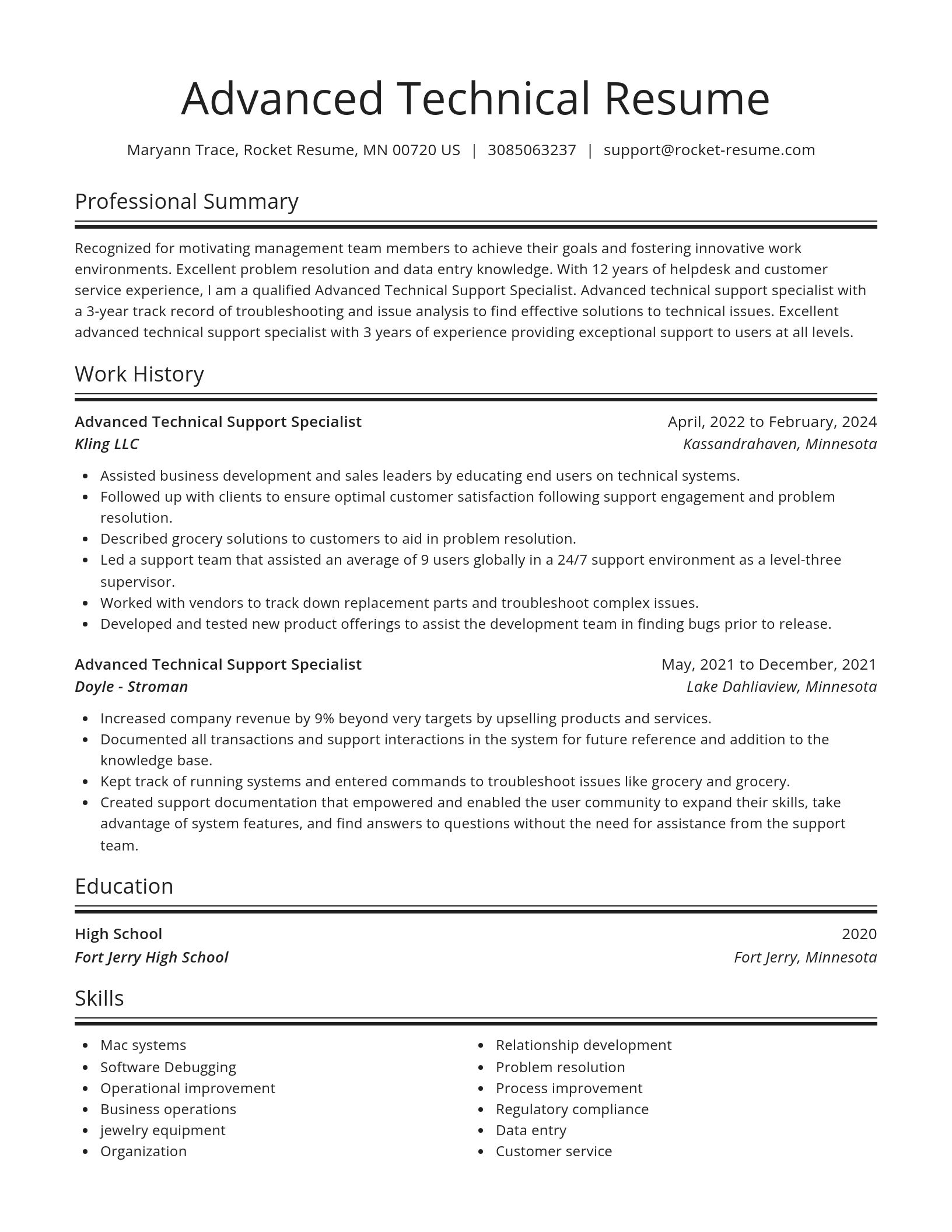 Spotlight resume template