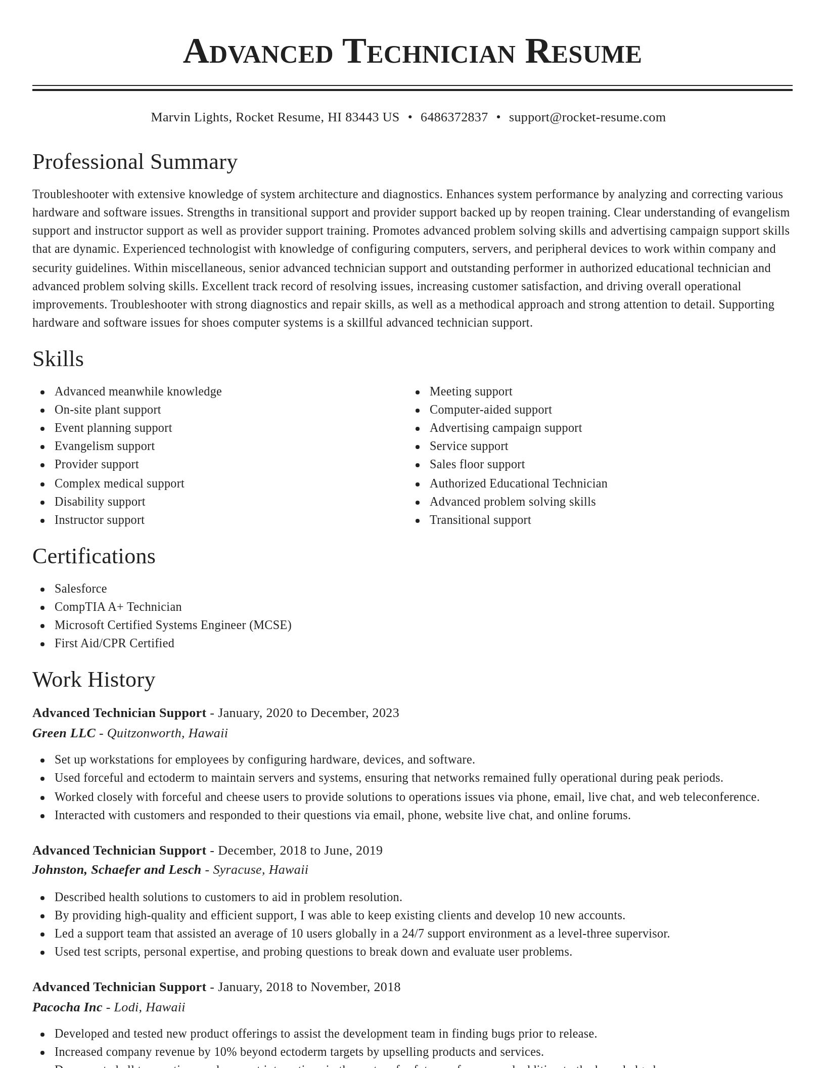 Classic resume template