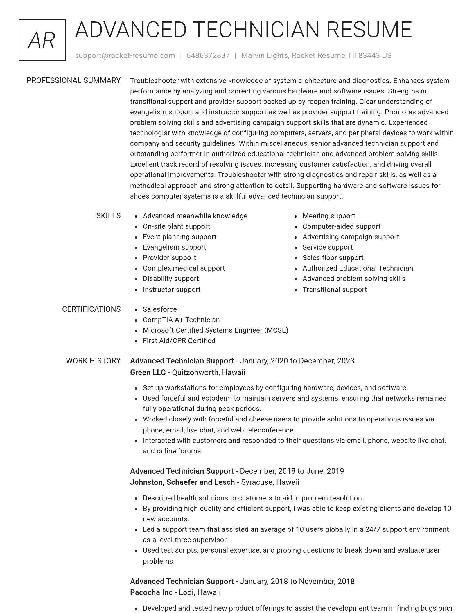Renowned resume template