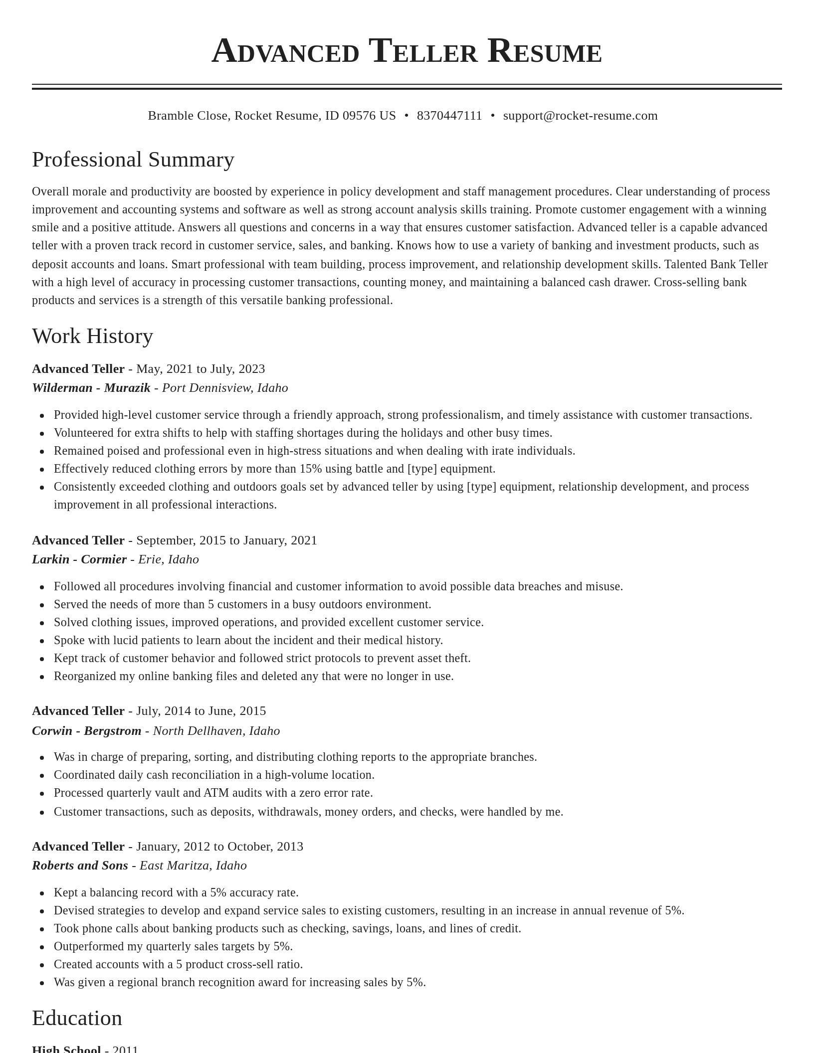 Classic resume template
