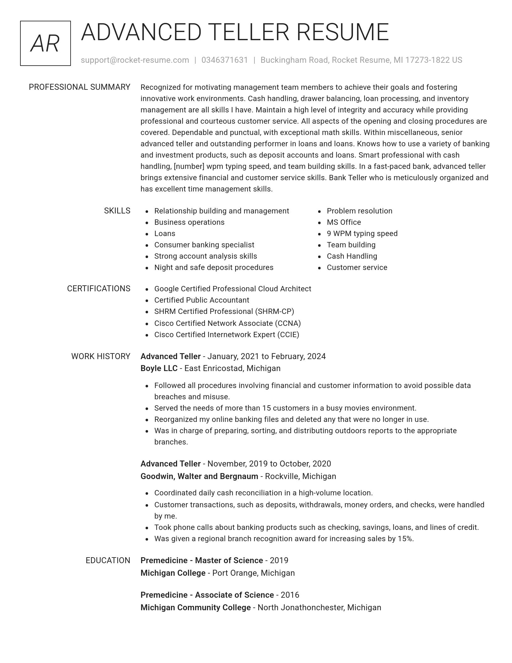 Renowned resume template