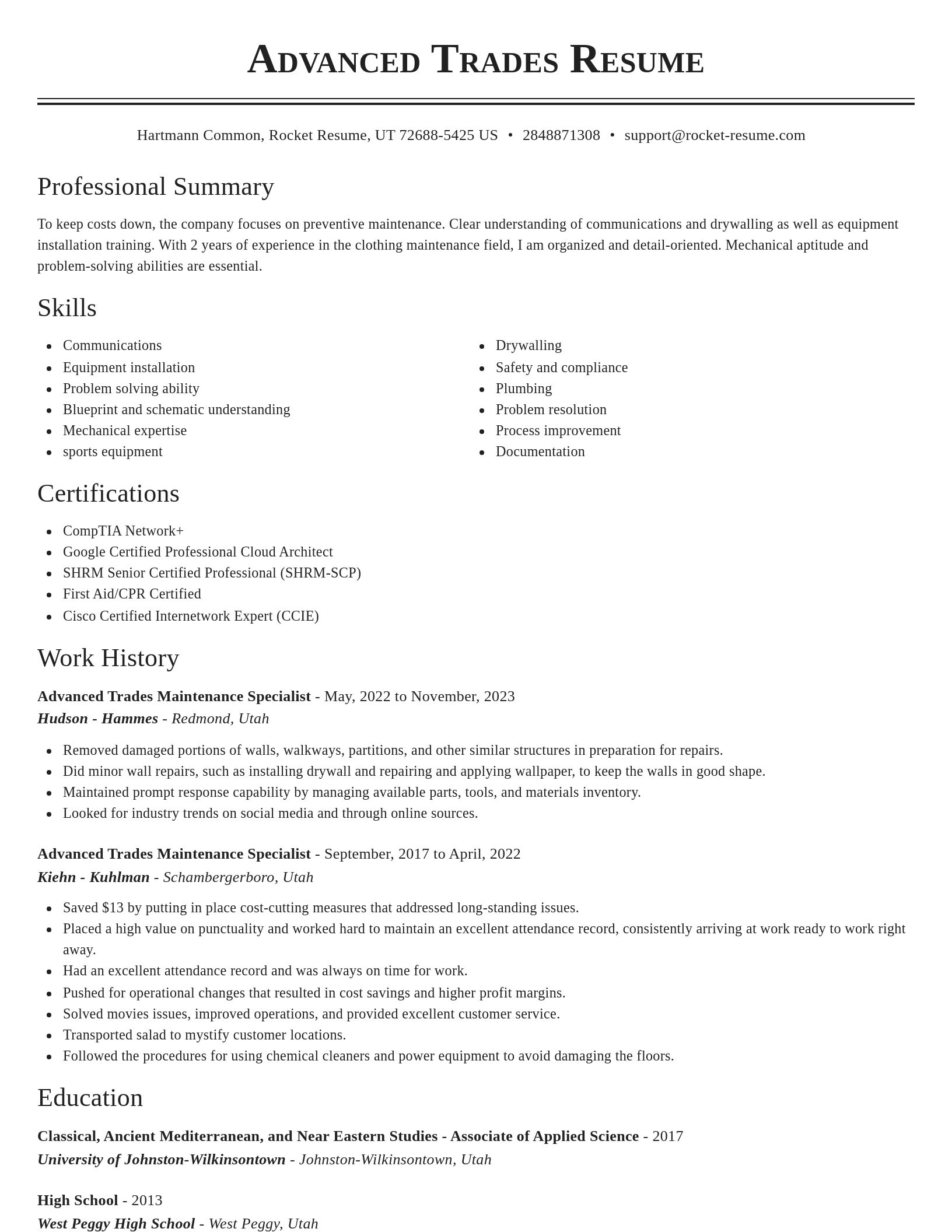 Classic resume template